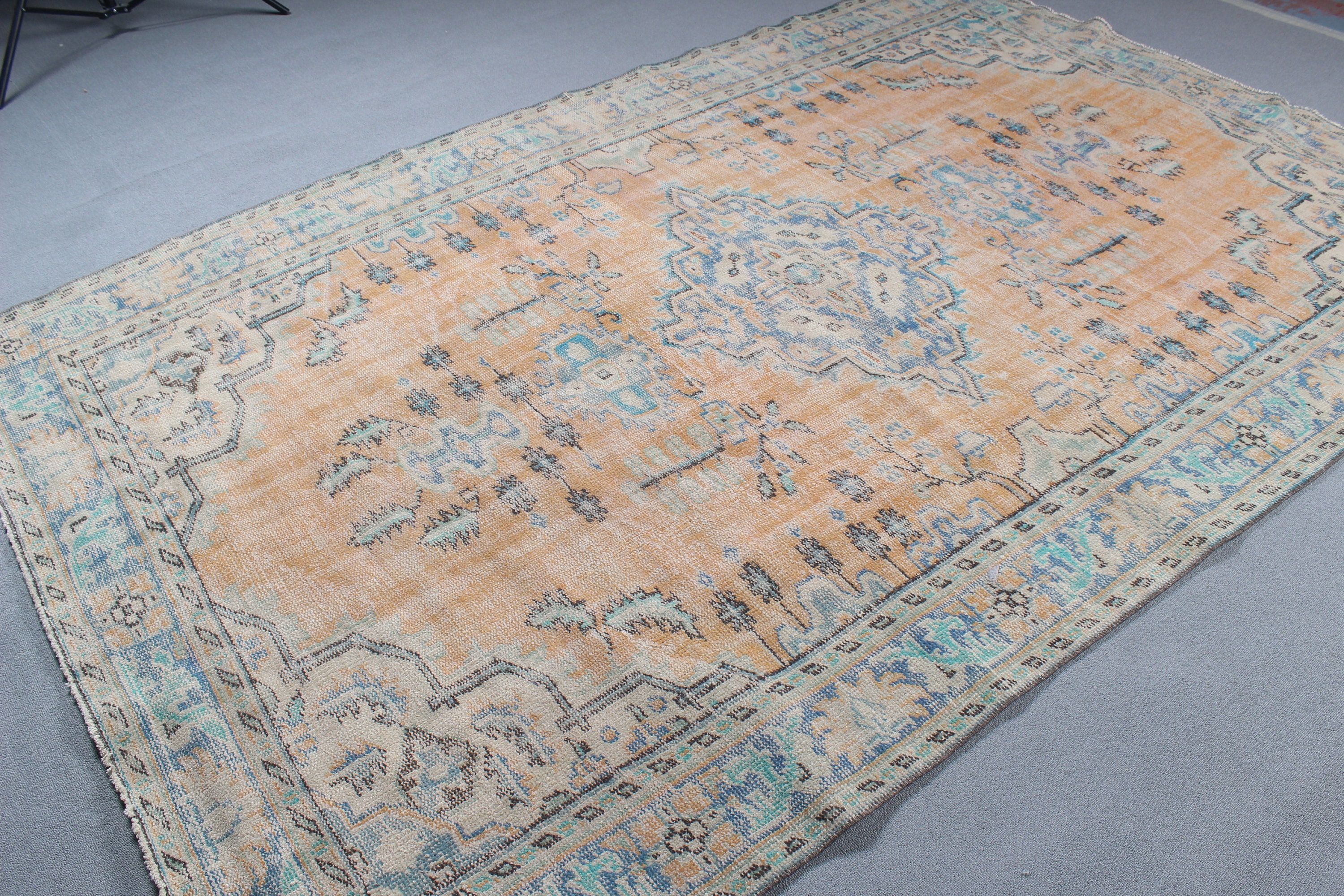 Vintage Rugs, Large Oushak Rugs, Floor Rug, 6.5x9.7 ft Large Rug, Antique Rugs, Orange Luxury Rugs, Turkish Rug, Bedroom Rugs, Modern Rugs