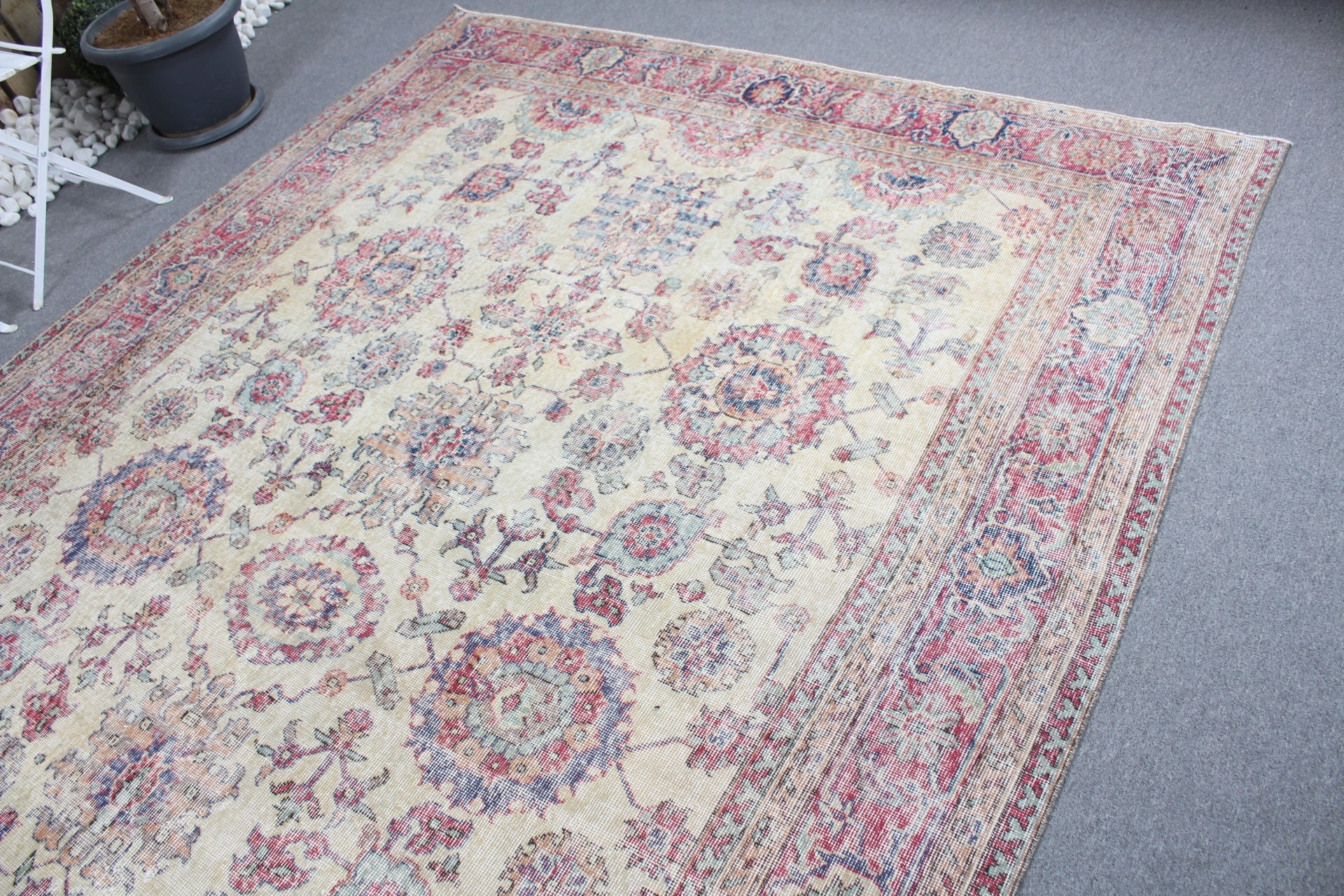 Turkish Rugs, Antique Rugs, Beige Floor Rugs, Saloon Rug, Vintage Rugs, Art Rug, 7.2x11.1 ft Oversize Rug, Anatolian Rug, Dining Room Rugs