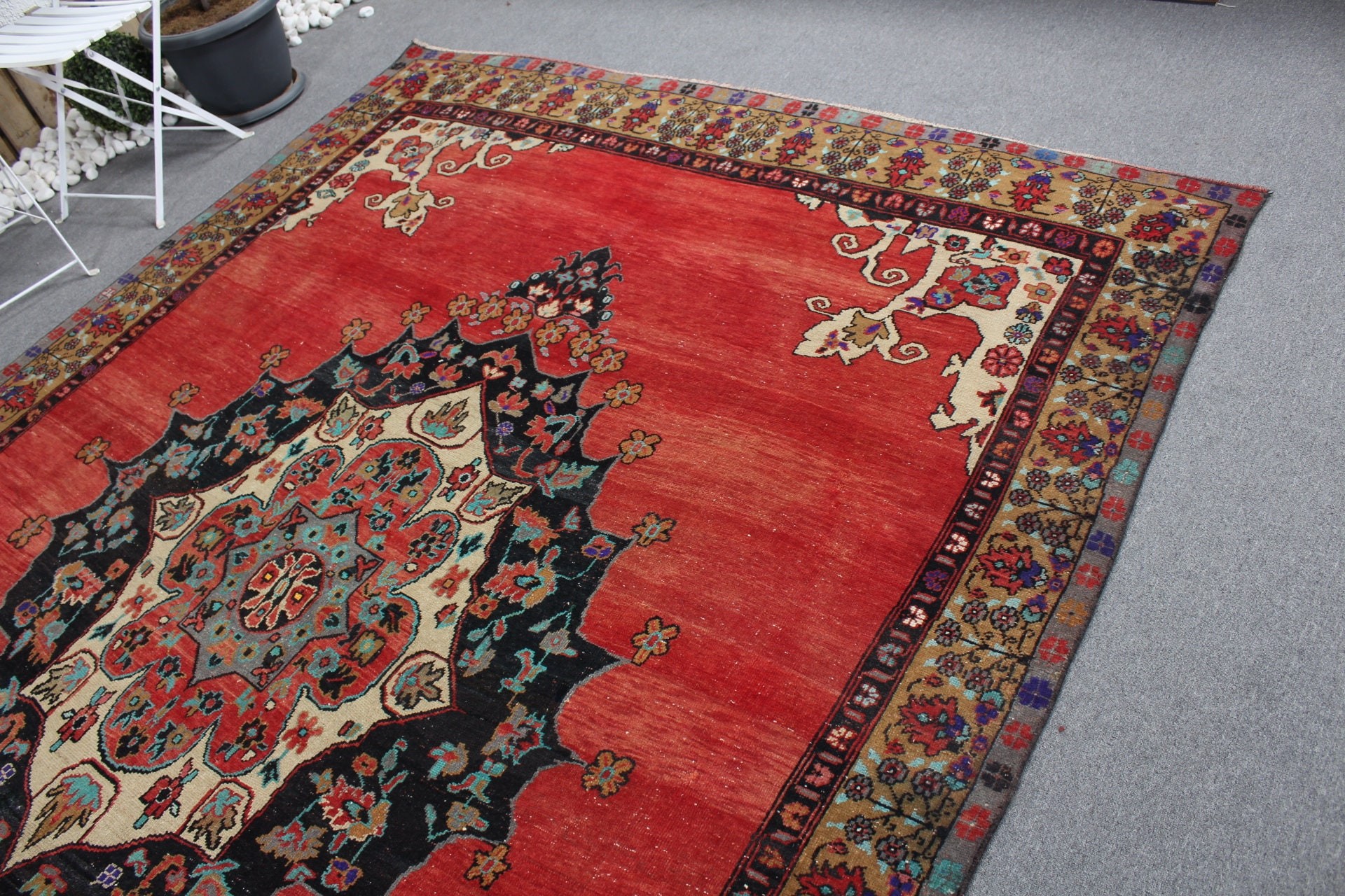 Pastel Rug, Oriental Rugs, Salon Rug, Dining Room Rug, Turkish Rug, Vintage Rug, Red  7.6x10.3 ft Oversize Rug