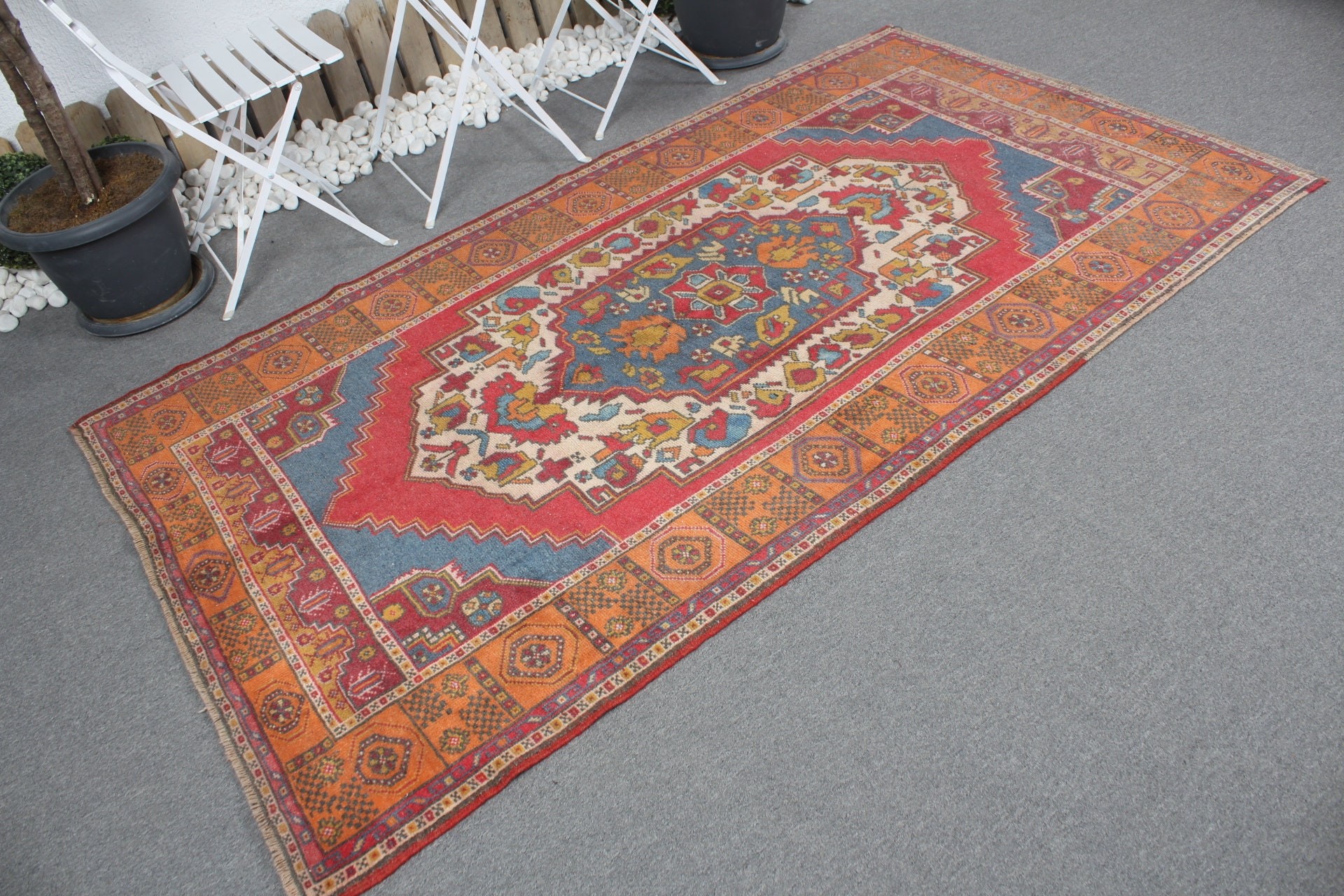 Oriental Rug, Rugs for Dining Room, Turkish Rug, Bedroom Rug, 4.3x8 ft Area Rugs, Vintage Rug, Orange Oushak Rug, Floor Rug