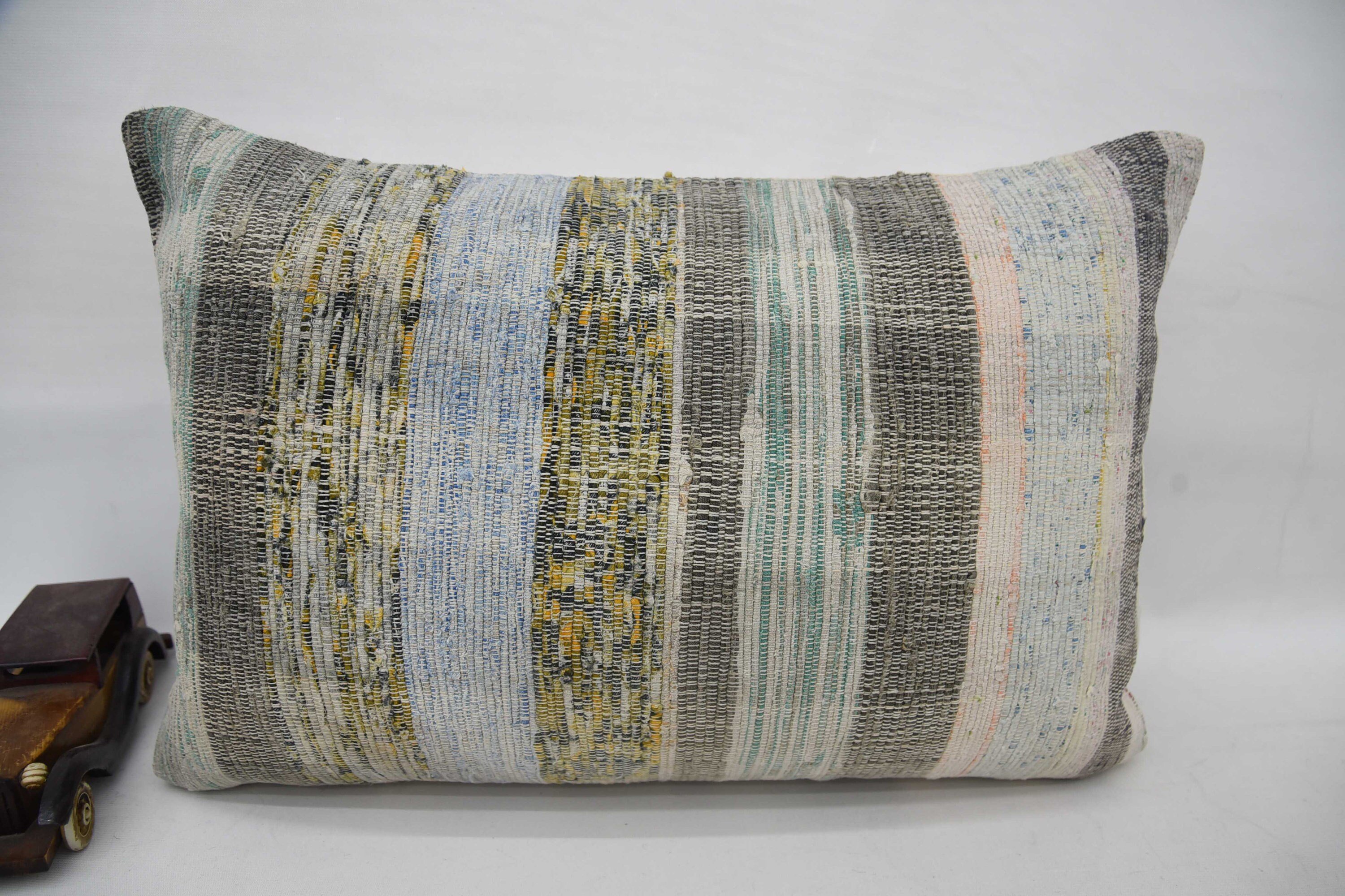 16"x24" Blue Pillow Sham, Ethnical Kilim Rug Pillow, Kilim Cushion Sham, Turkish Pillow, Decorative Bolster Cushion Case