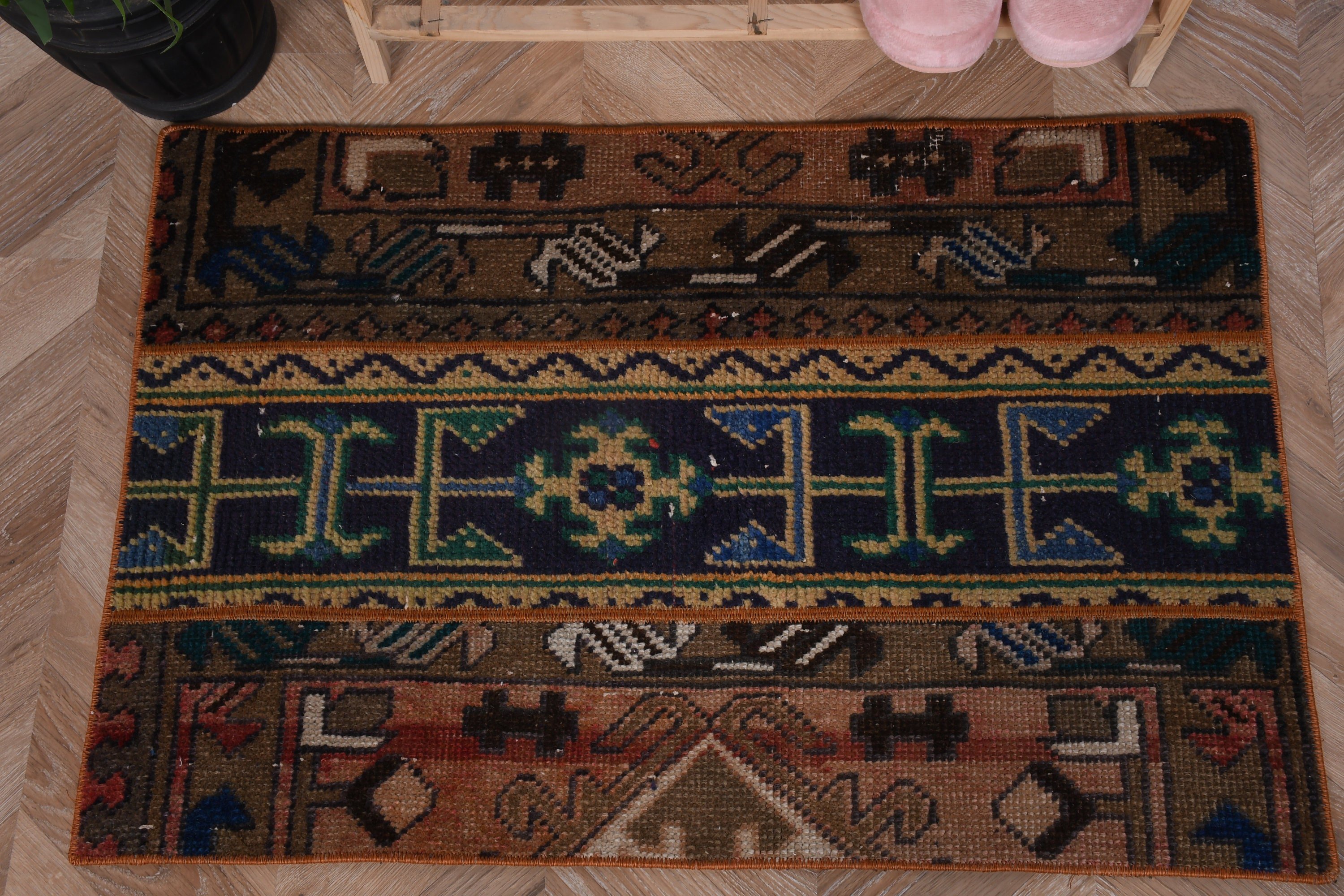 Brown Cool Rug, Turkish Rug, 1.9x2.9 ft Small Rugs, Bathroom Rugs, Vintage Rug, Retro Rug, Rugs for Kitchen, Kitchen Rug, Floor Rug