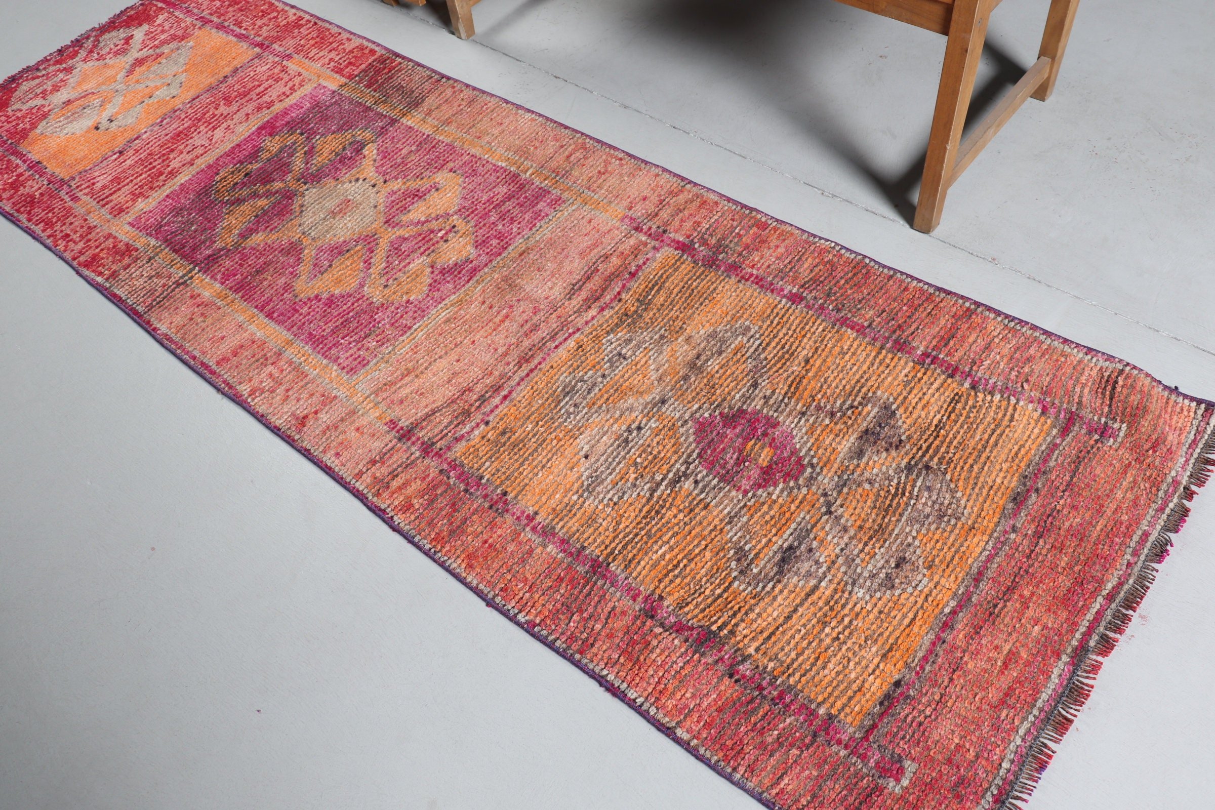 Oushak Rugs, Turkish Rugs, Orange Moroccan Rugs, Oriental Rugs, Vintage Rug, 2.8x8.6 ft Runner Rugs, Flatweave Rug, Stair Rug, Hallway Rugs