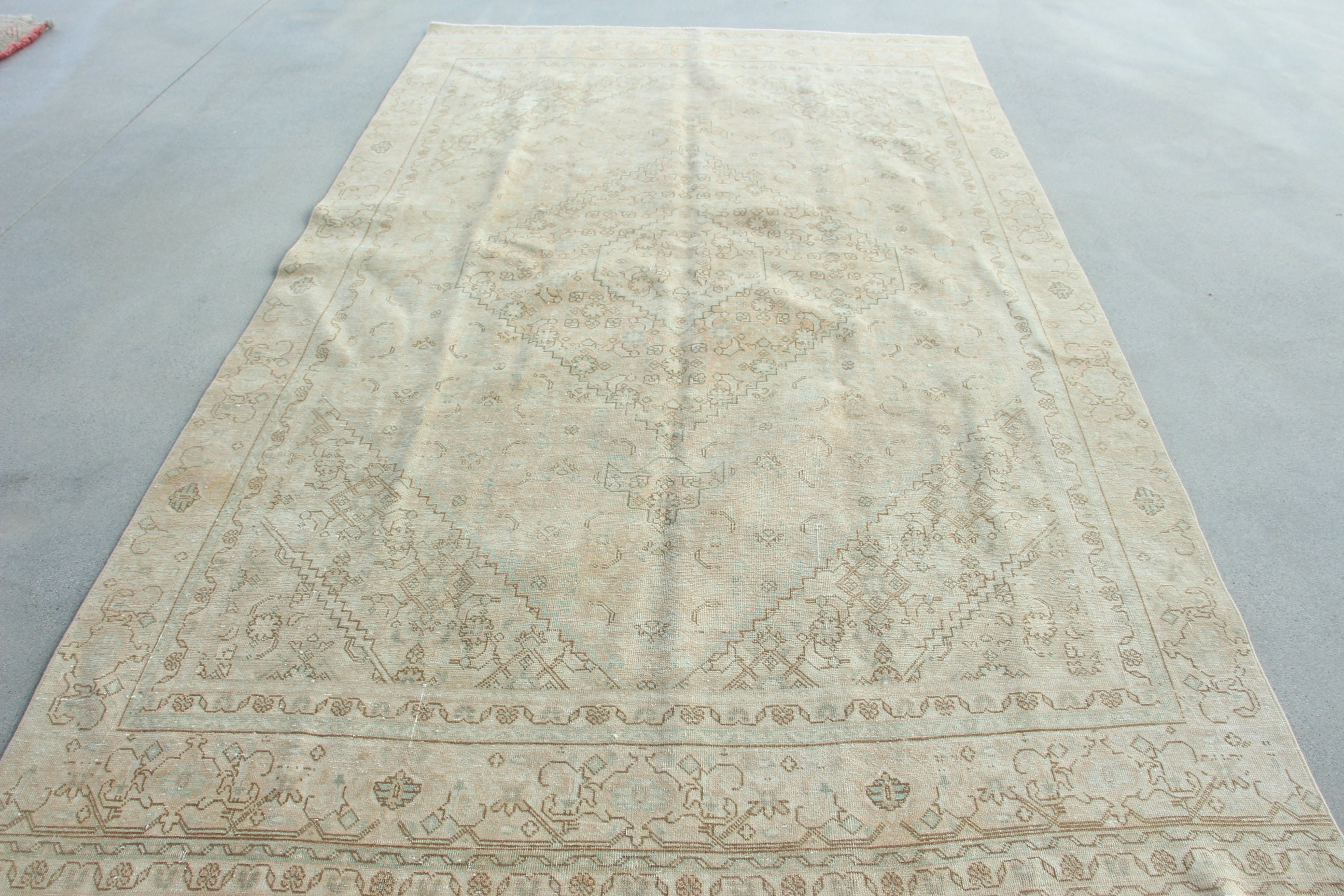 Vintage Halılar, Lüks Halılar, 5.9x9.6 ft Büyük Halılar, Türk Halıları, Büyük Vintage Halılar, Yemek Odası Halıları, Bej Açıklama Halısı, Havalı Halı