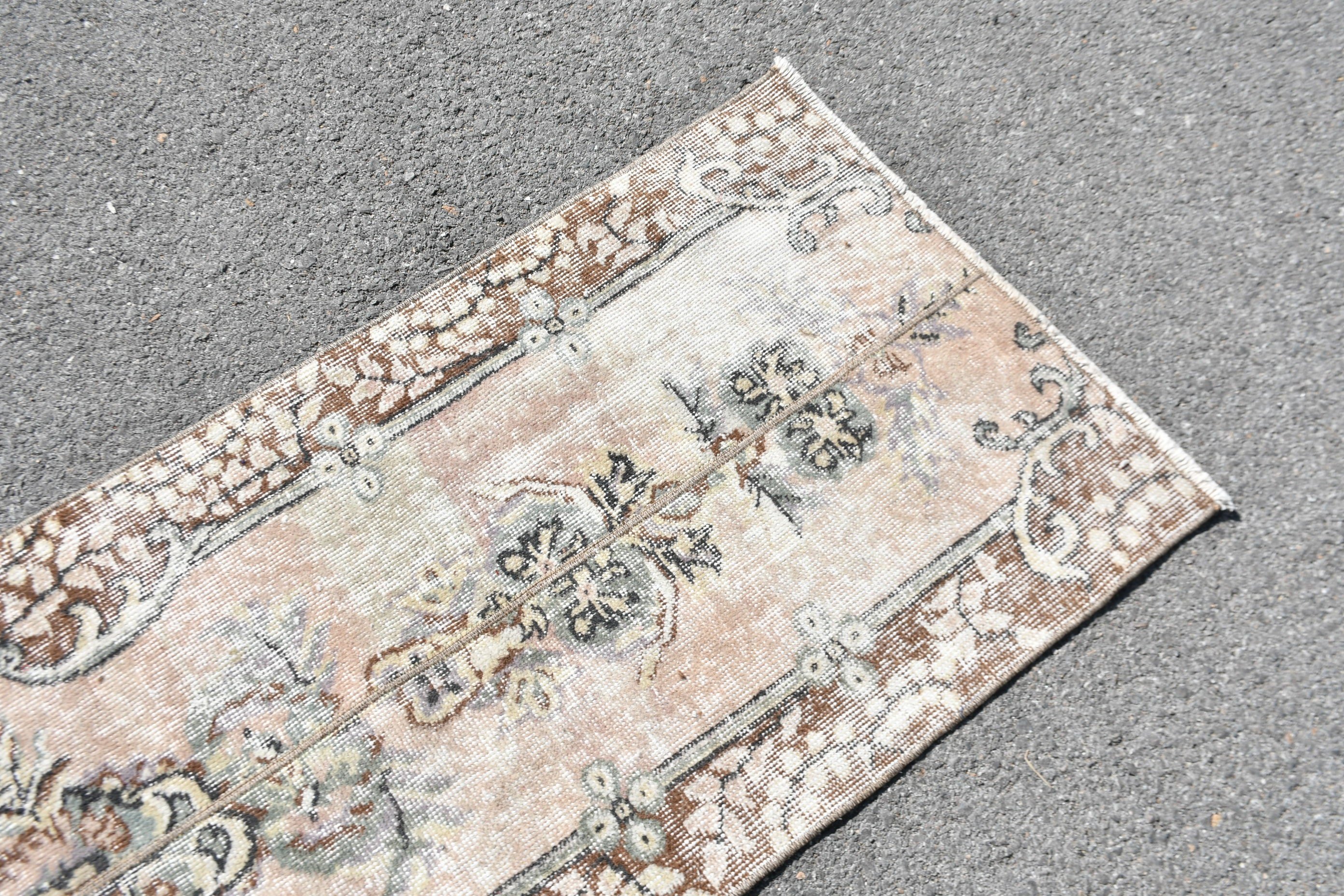 Vintage Rug, Entry Rugs, Rugs for Nursery, Floor Rugs, Home Decor Rug, 2x4.2 ft Small Rug, Beige Cool Rugs, Turkish Rug, Wall Hanging Rugs