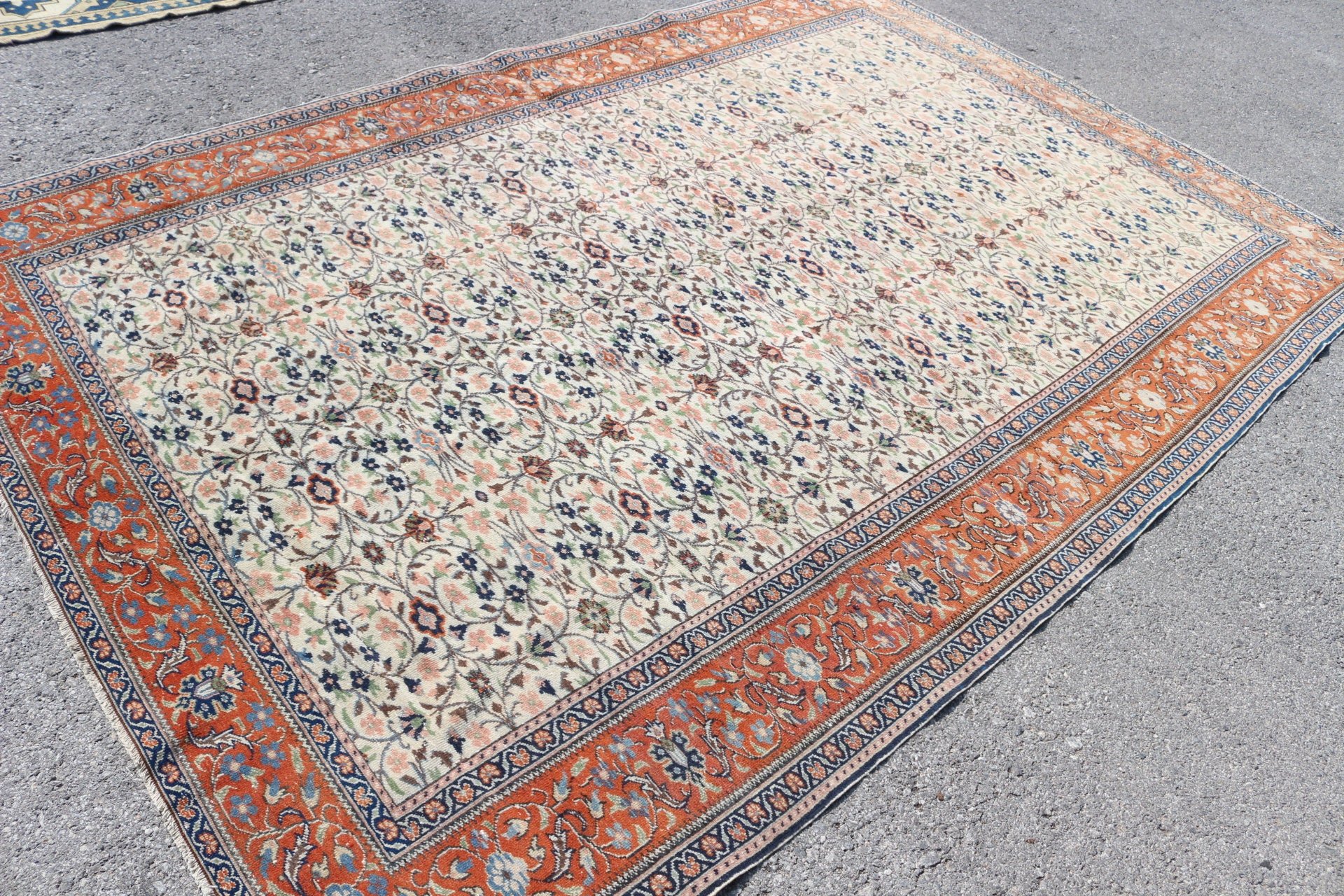 Antique Rugs, Vintage Rugs, Living Room Rug, Kitchen Rug, Orange Antique Rug, Salon Rugs, Turkish Rug, Floor Rug, 6.4x9.6 ft Large Rug