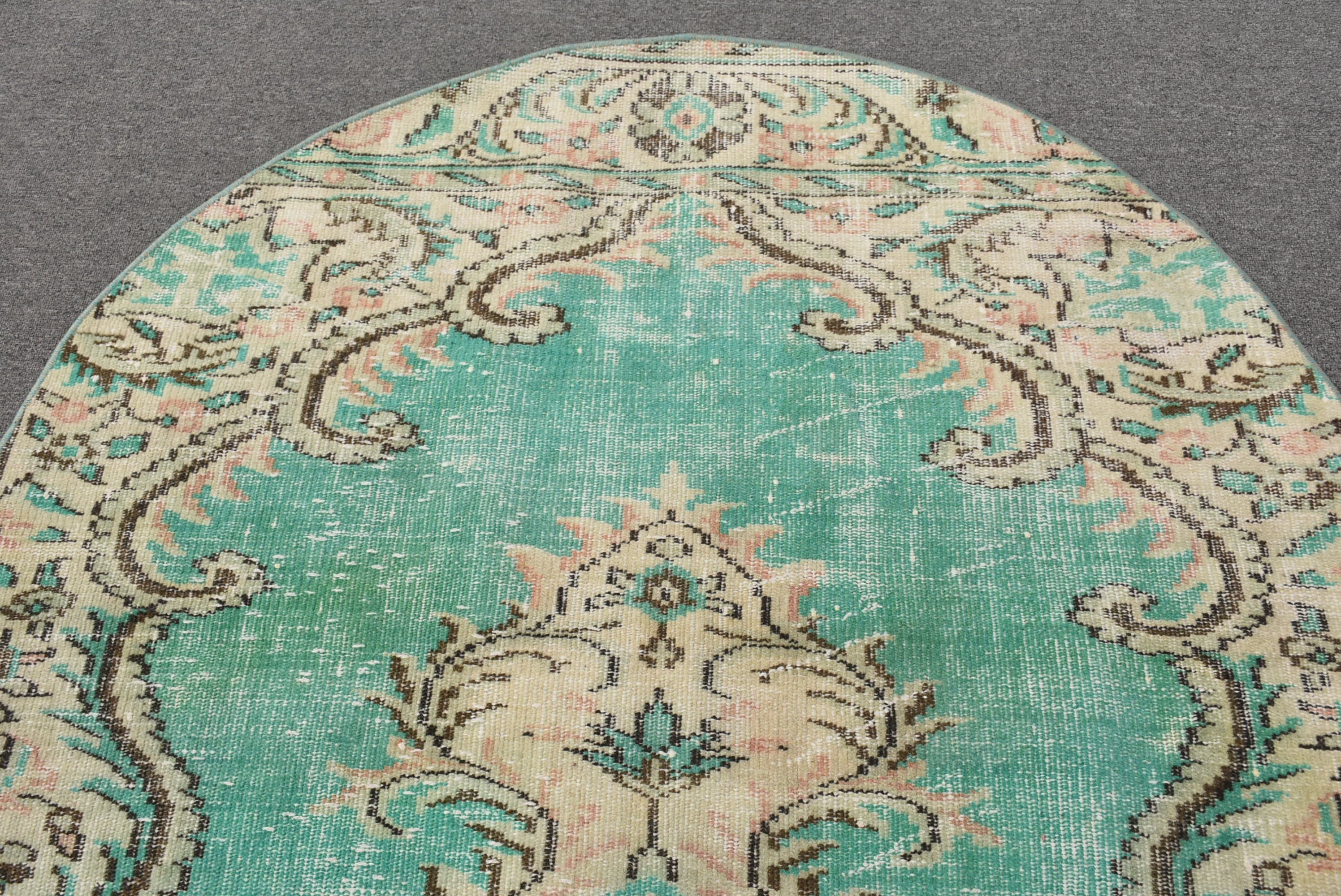 Oriental Rug, Bedroom Rug, Rugs for Bedroom, Green Kitchen Rug, Eclectic Rugs, Turkish Rug, 4.2x4.2 ft Accent Rug, Entry Rug, Vintage Rugs