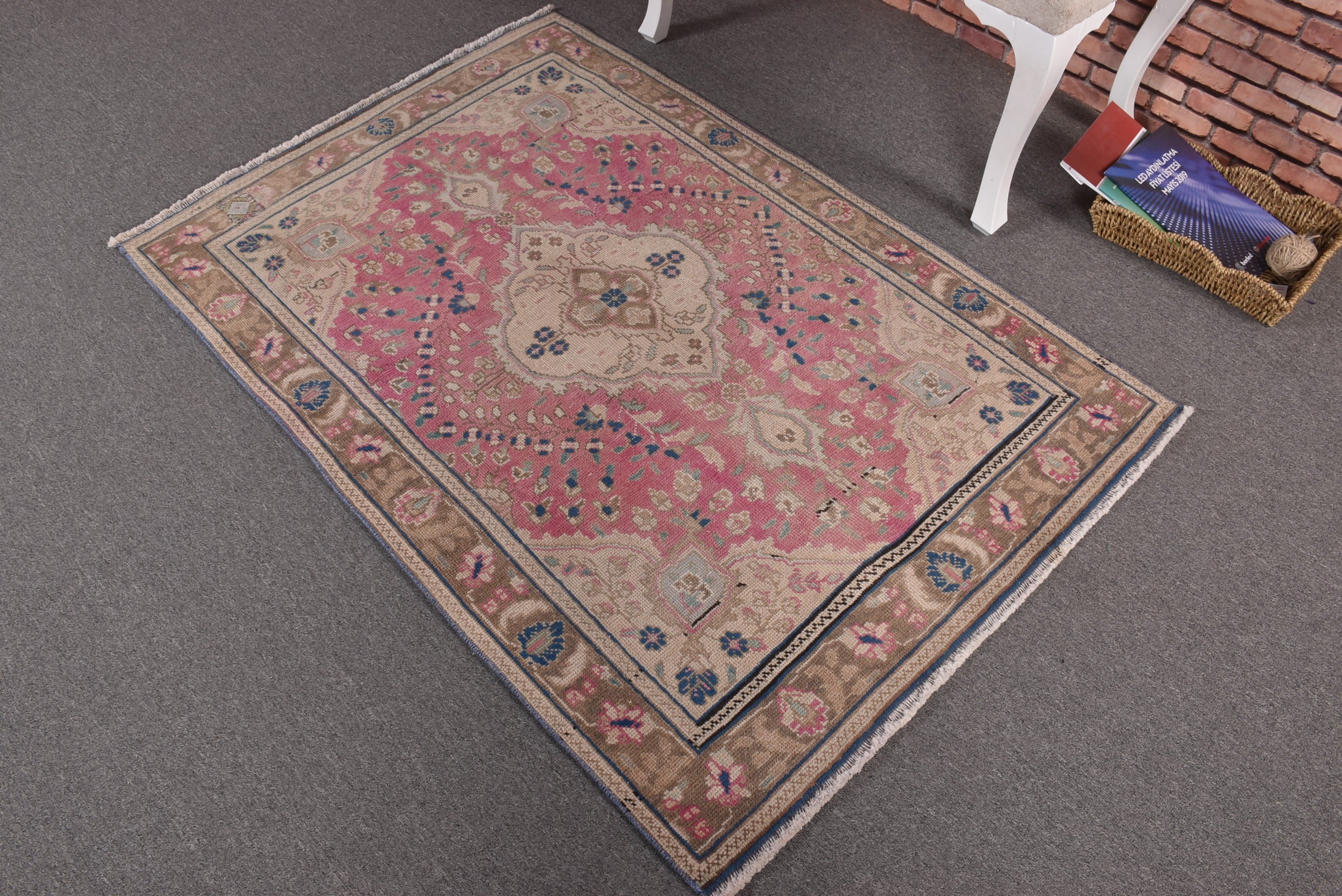 Türk Halısı, 3.2x4.9 ft Aksan Halısı, Pembe Boho Halıları, Giriş Halısı, Boho Vurgu Halısı, Yatak Odası Halıları, Modern Halılar, Vintage Halı, Giriş Yolu Halıları