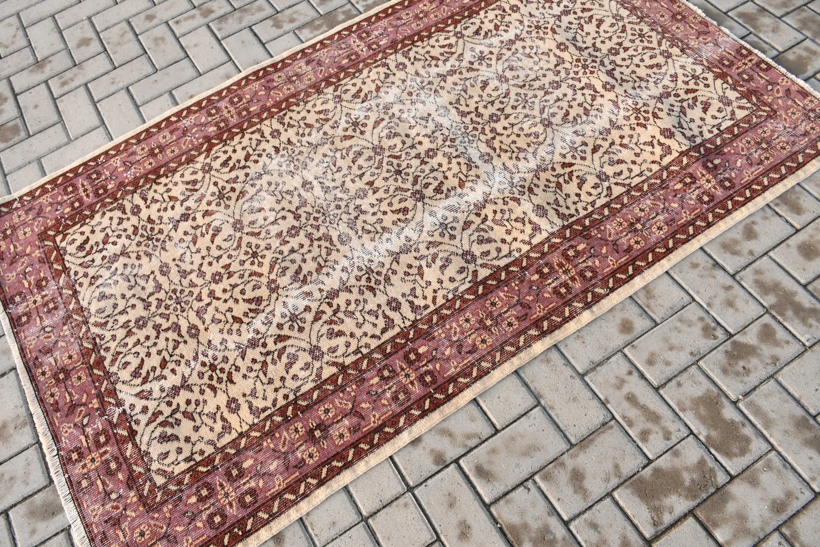 Vintage Rugs, Kitchen Rug, 3.8x6.4 ft Area Rug, Aesthetic Rug, Bedroom Rugs, Floor Rug, Moroccan Rugs, Turkish Rug, Beige Home Decor Rug