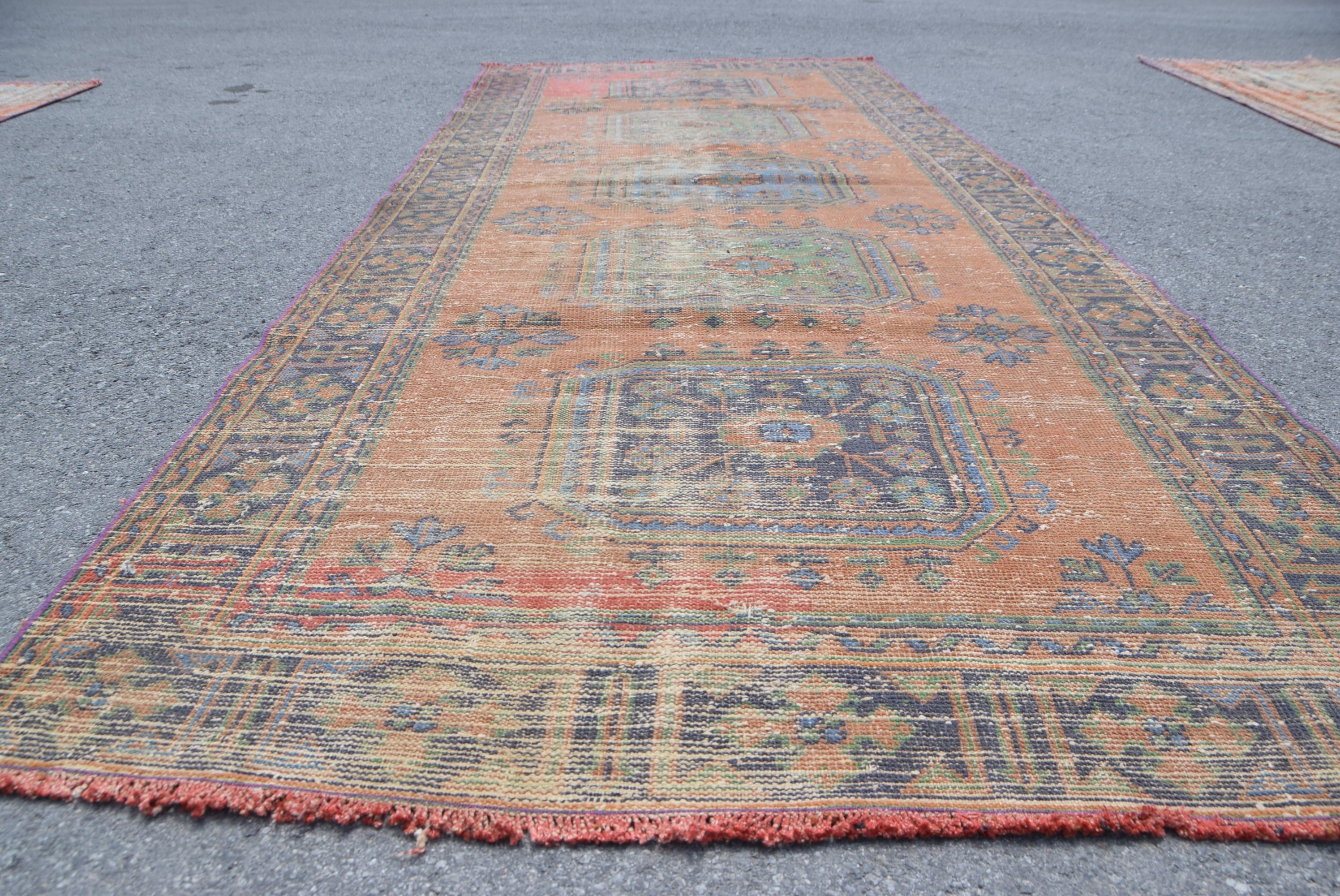 Corridor Rug, 4.6x11.5 ft Runner Rugs, Authentic Rug, Vintage Rugs, Oushak Rug, Orange Home Decor Rugs, Turkish Rug, Hallway Rug, Wool Rug