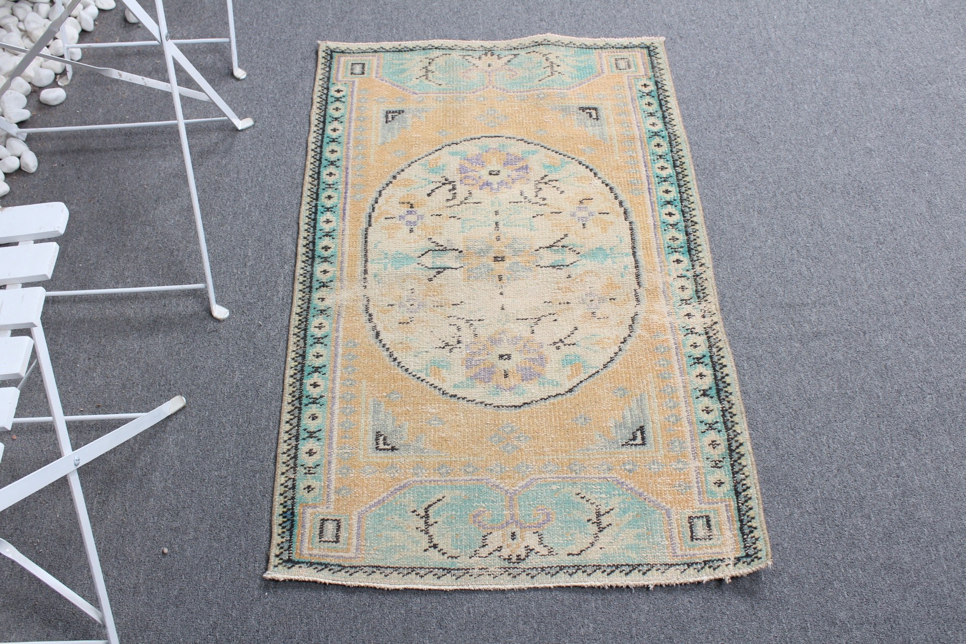 2.3x3.6 ft Küçük Halılar, Yatak Odası Halısı, Yün Halılar, Mutfak Halısı, Kapı Paspası Halıları, Giriş Halısı, Vintage Halı, Türk Halısı, Turuncu Yün Halı