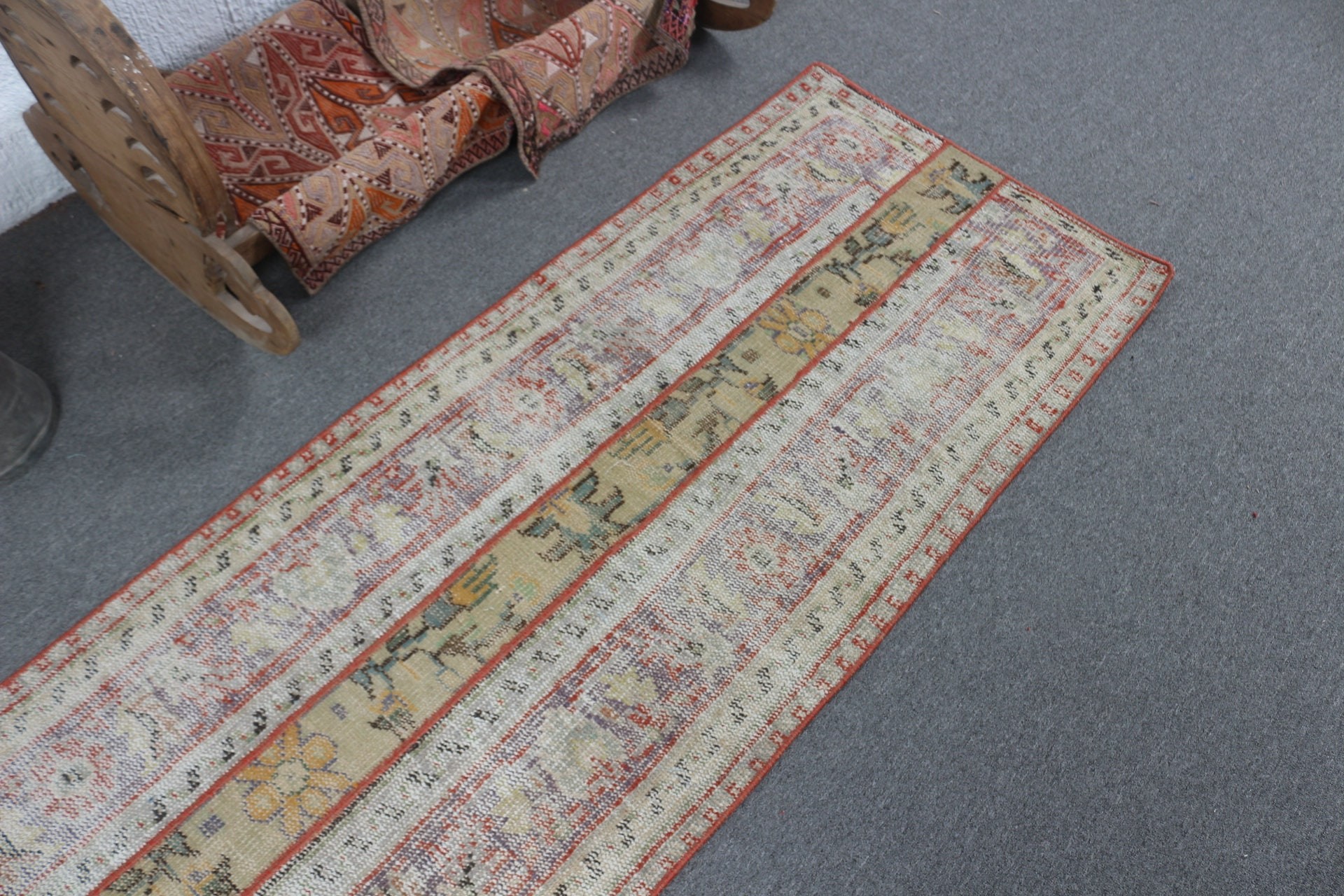 Vintage Rug, Turkish Rug, Rugs for Kitchen, Moroccan Rug, Tribal Rug, Beige Bedroom Rugs, 2.3x9.1 ft Runner Rugs, Stair Rug, Antique Rug