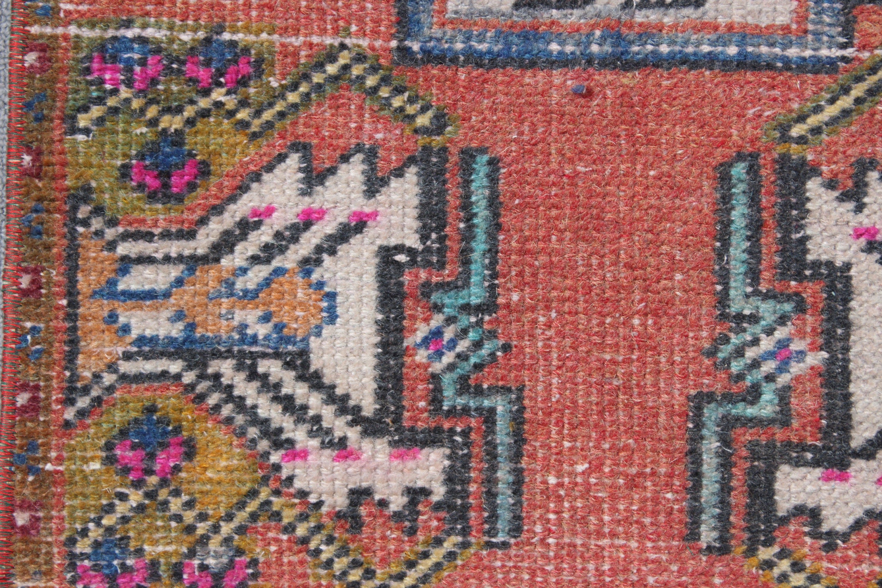 Wool Rug, Rugs for Door Mat, Small Area Rug, Red Geometric Rug, Turkish Rugs, Kitchen Rug, Floor Rugs, 1.6x3.1 ft Small Rugs, Vintage Rug