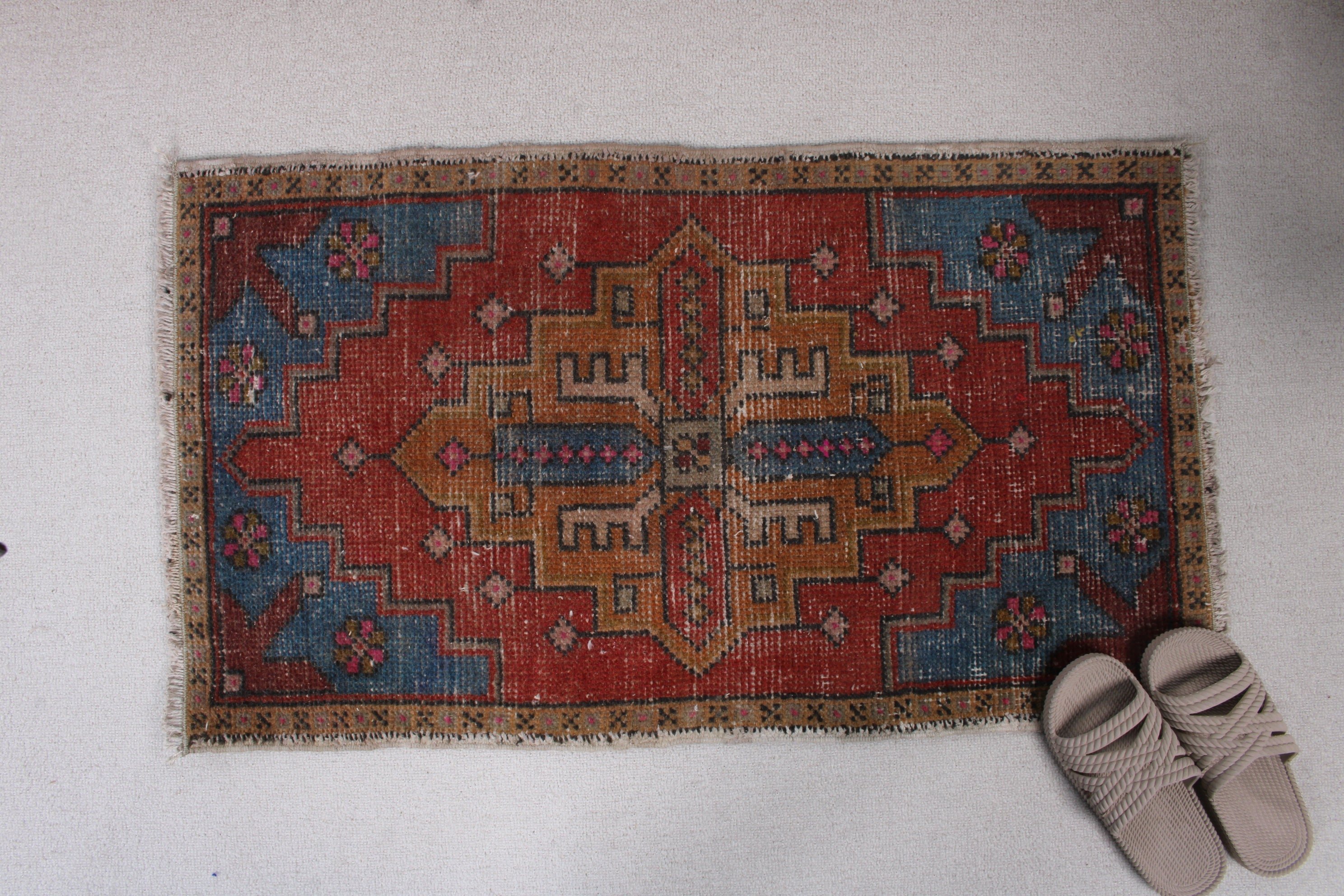 Geometrik Halılar, 1.7x3 ft Küçük Halılar, Duvara Asılı Halılar, Türk Halısı, Mavi Antika Halılar, Boho Halılar, Vintage Halılar, Araba Paspas Halısı