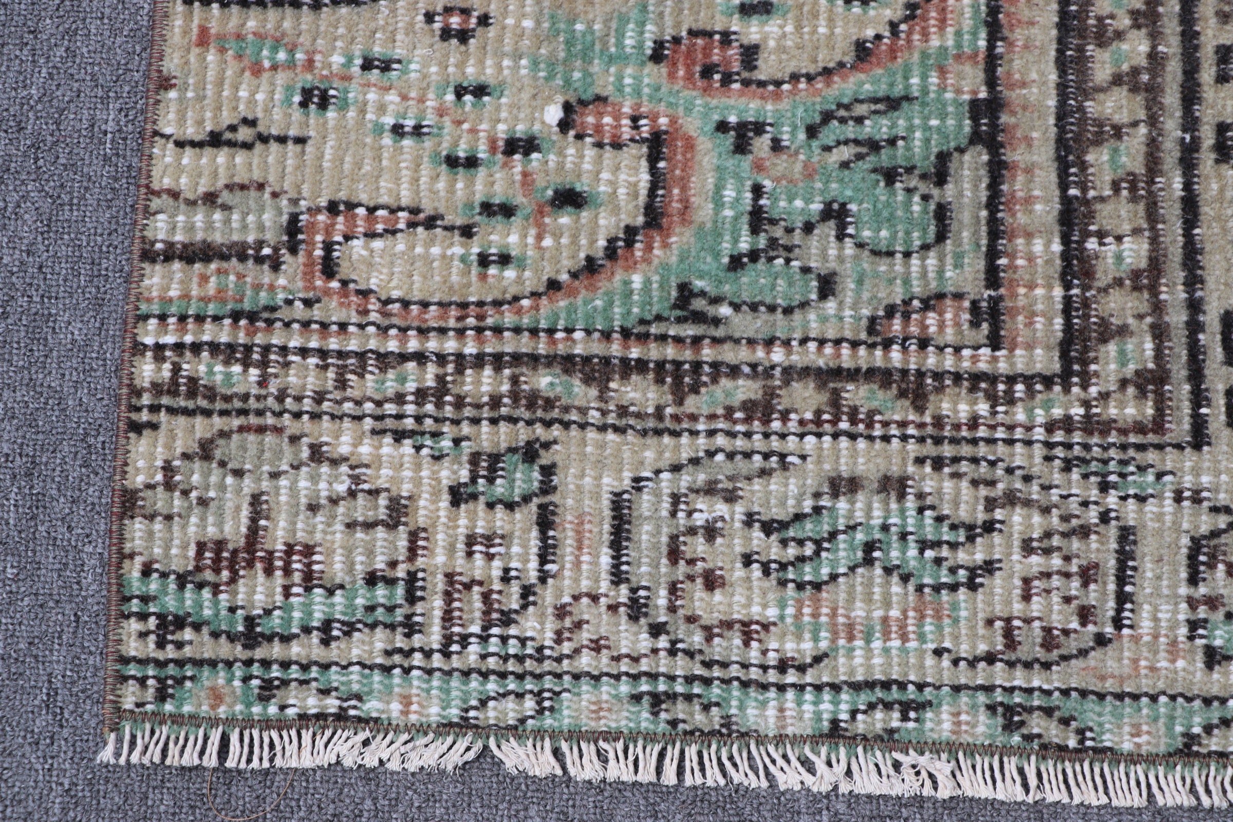 Vintage Rug, Pastel Rugs, 2x8.7 ft Runner Rugs, Turkish Rugs, Floor Rug, Rugs for Runner, Oushak Rugs, Kitchen Rugs, Green Anatolian Rug