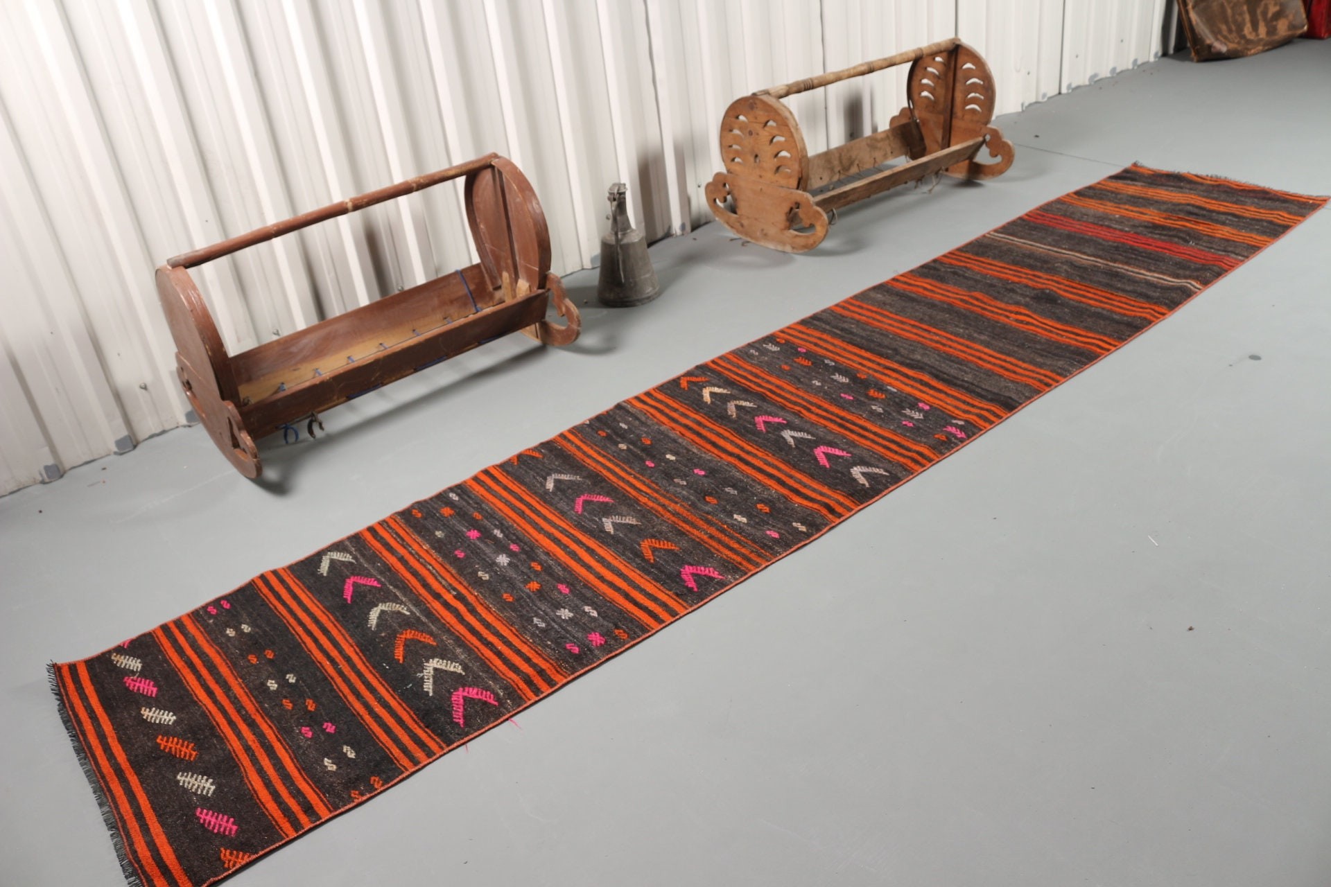 Stair Rug, Black Home Decor Rug, Floor Rug, Anatolian Rug, Vintage Rug, Kilim, Rugs for Stair, 2.5x12.9 ft Runner Rug, Turkish Rugs
