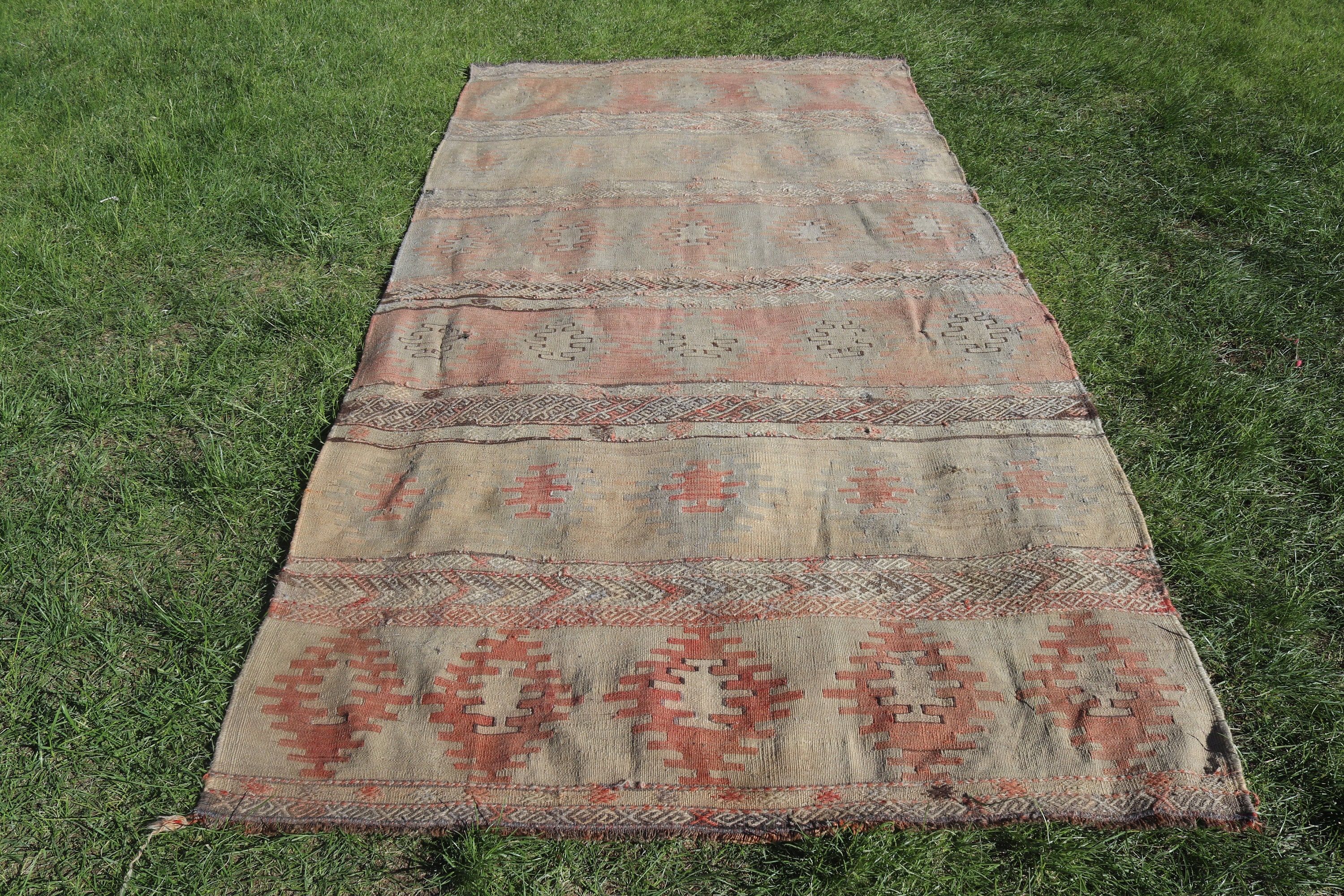 Turkish Rugs, Kilim, Anatolian Rug, Kitchen Rugs, Statement Rugs, 4.5x8.4 ft Area Rugs, Vintage Rugs, Artistic Rugs, Brown Neutral Rugs