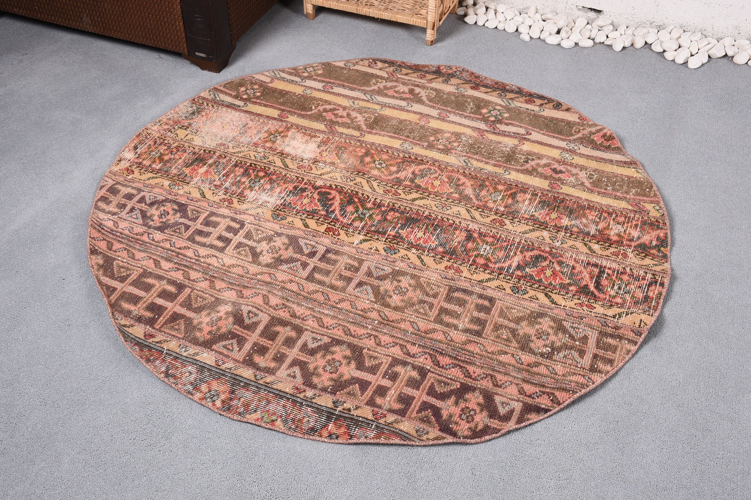 Living Room Rug, Moroccan Rug, Vintage Decor Rug, Oushak Rugs, Ethnic Rug, 4.9x4.9 ft Area Rug, Turkish Rug, Rugs for Kitchen, Vintage Rug