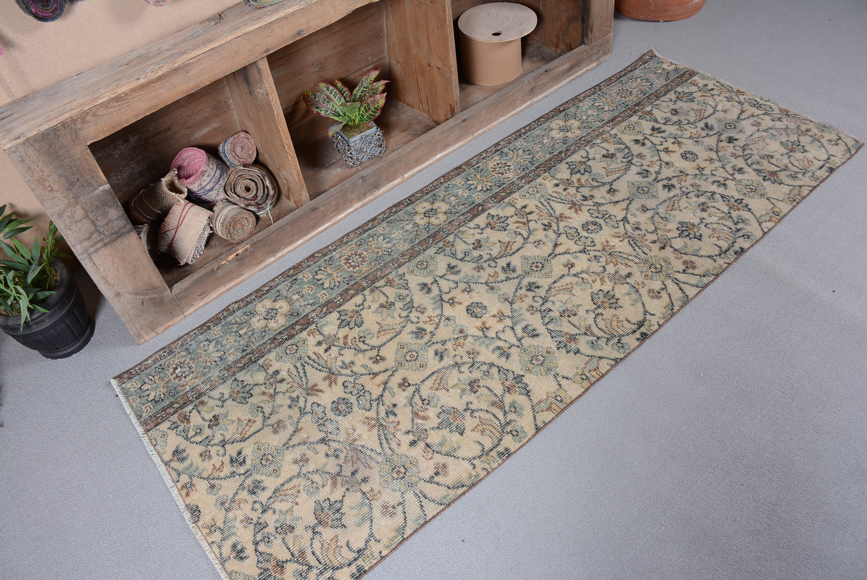 2.6x6.7 ft Runner Halı, Boho Halı, Vintage Halı, Koridor Halıları, Mutfak Halıları, Ev Dekorasyonu Halıları, Anadolu Halıları, Türk Halısı, Yeşil Yer Halısı