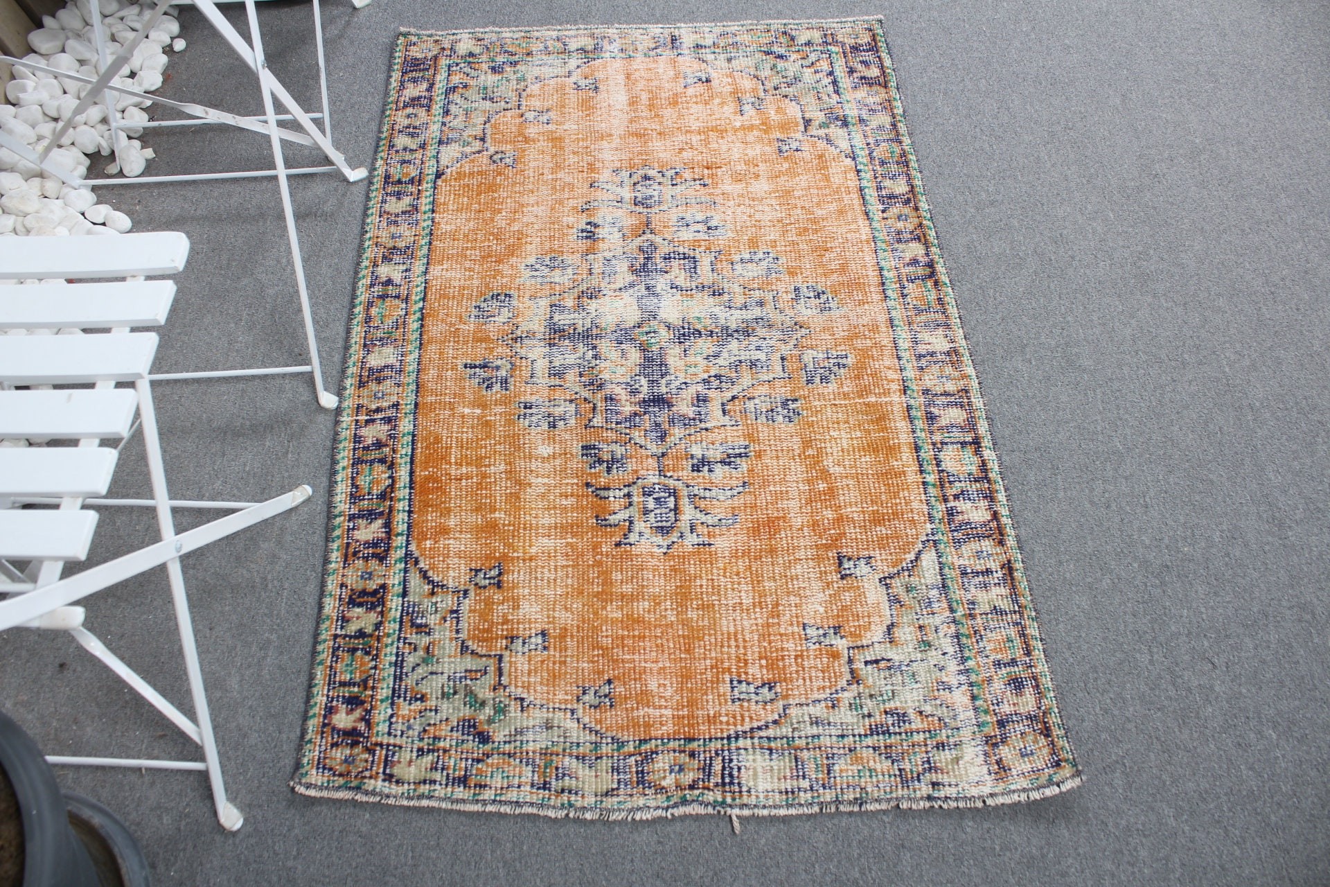 Vintage Rug, Antique Rug, Turkish Rugs, Rugs for Bedroom, Orange Kitchen Rug, Wool Rug, Nursery Rugs, Car Mat Rug, 2.9x4.5 ft Small Rug