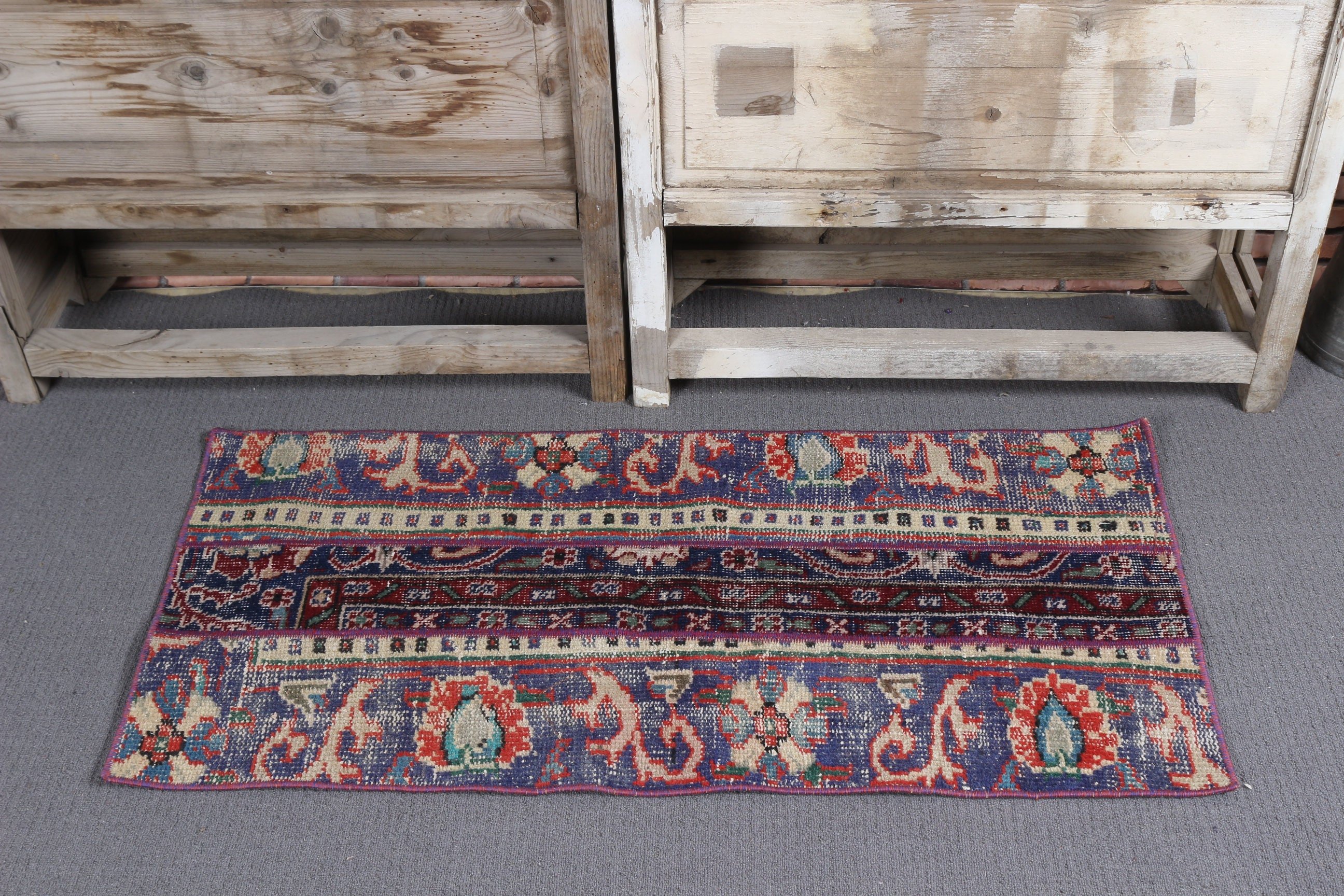 Entry Rugs, Wool Rug, 1.8x3.7 ft Small Rugs, Kitchen Rug, Rugs for Door Mat, Home Decor Rug, Vintage Rugs, Turkish Rugs, Blue Floor Rug