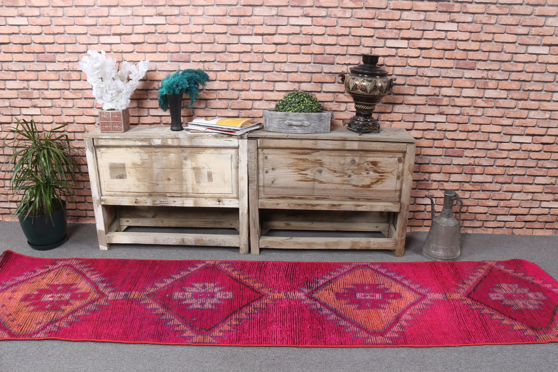 Floor Rug, Turkish Rug, Pink Antique Rug, Stair Rug, Vintage Rug, 2x8.8 ft Runner Rug, Rugs for Corridor, Corridor Rugs, Kitchen Rug