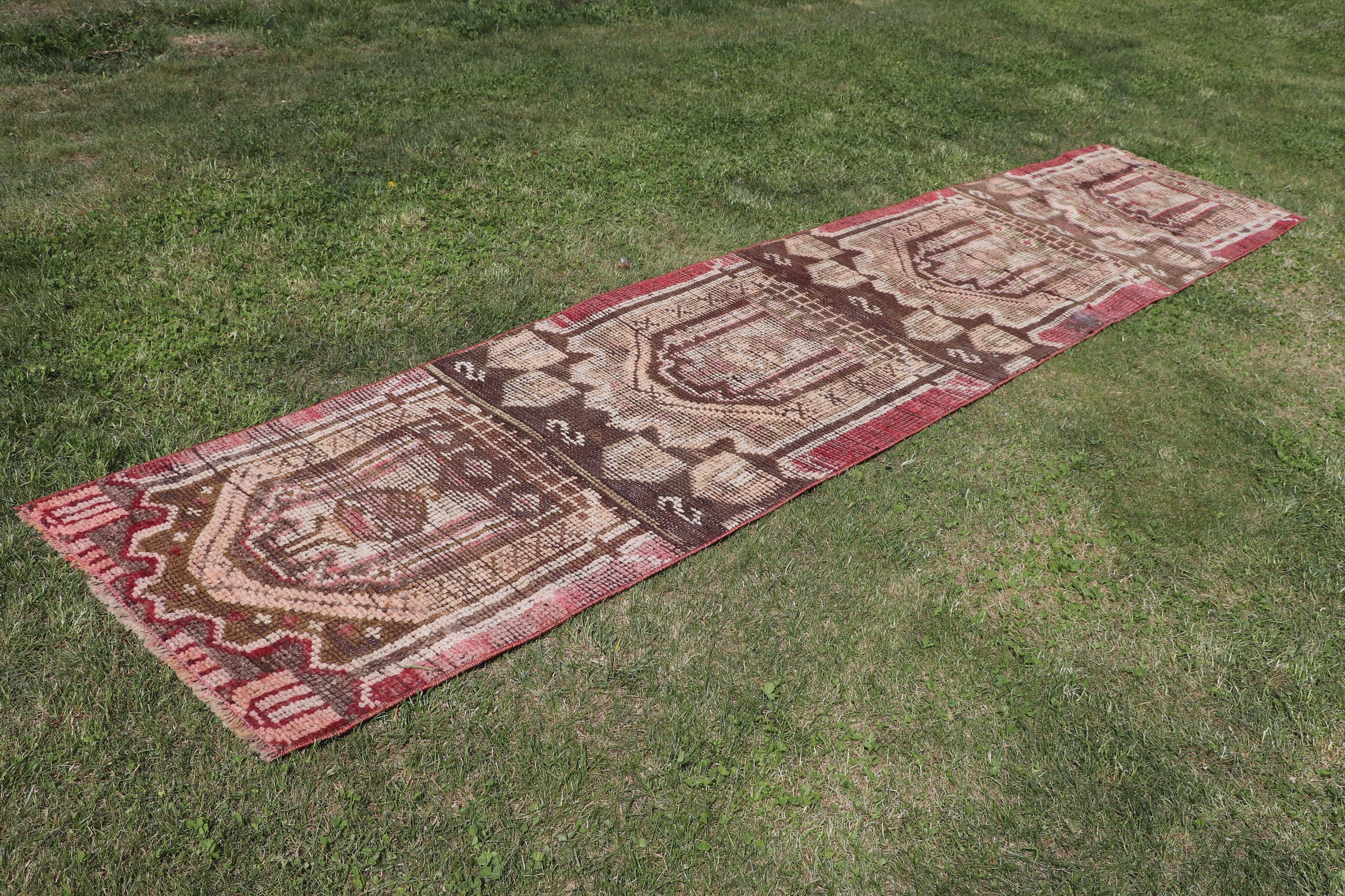 Koridor Halısı, Boho Halısı, Vintage Halılar, Kahverengi Oryantal Halısı, Fas Halısı, Vintage Runner Halıları, 2.2x11 ft Runner Halısı, Türk Halısı