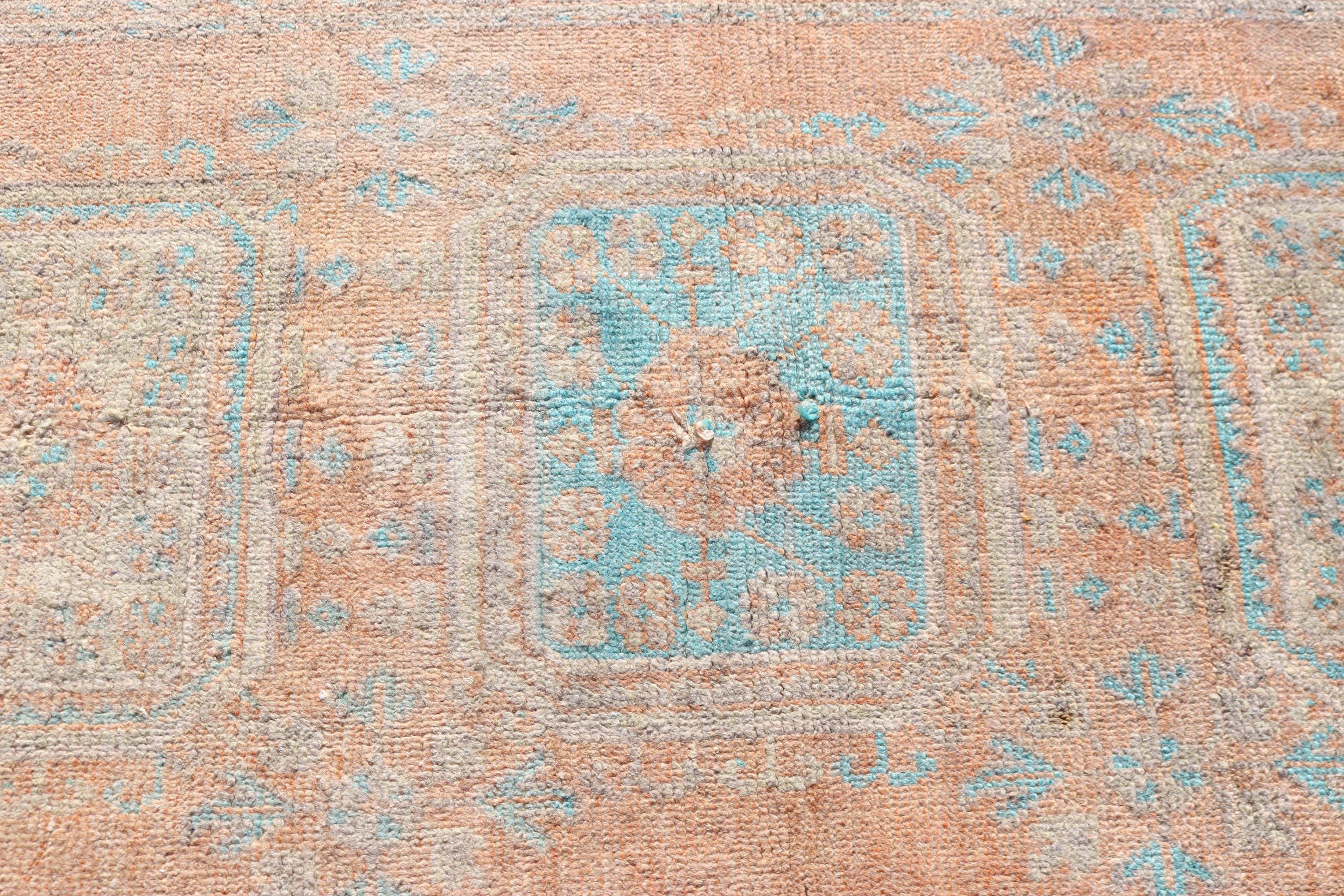 Kitchen Rug, Orange Home Decor Rug, Wool Rugs, Exotic Rugs, 2.6x10.5 ft Runner Rug, Corridor Rug, Vintage Rug, Turkish Rugs