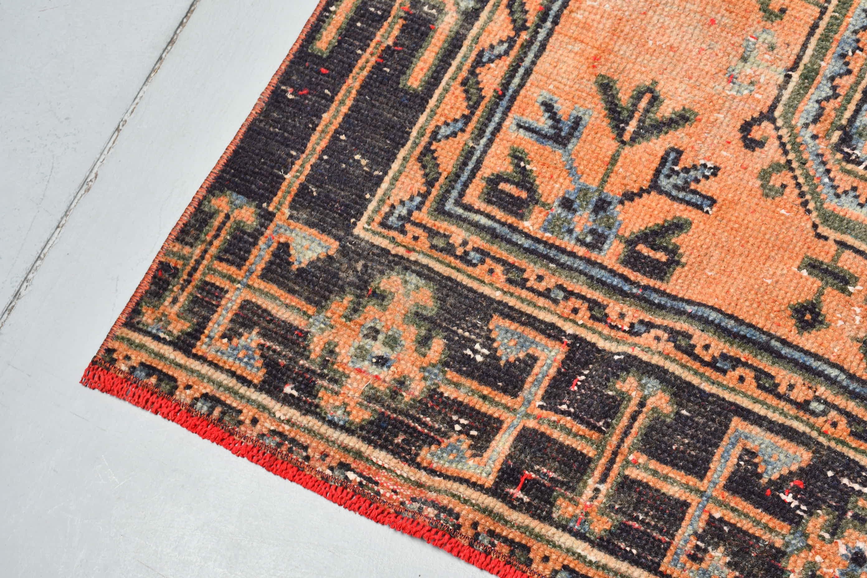 Cool Rugs, Turkish Rugs, Distressed Rugs, Stair Rug, Orange Oushak Rug, 3.8x11 ft Runner Rug, Vintage Rug, Rugs for Corridor, Floor Rugs