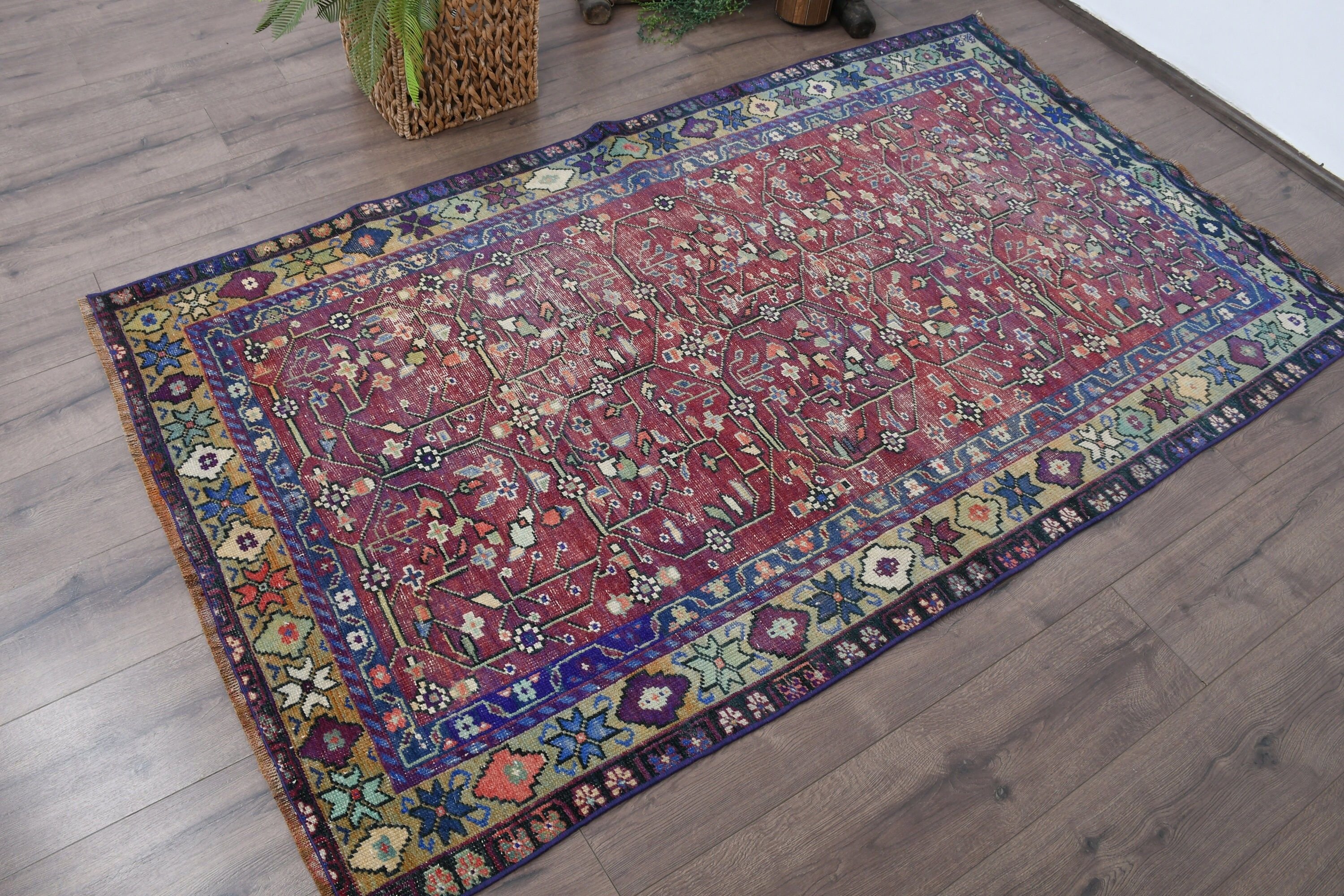 Living Room Rugs, Kitchen Rug, Red Anatolian Rug, Turkish Rug, Moroccan Rug, Vintage Rug, Bedroom Rug, Handmade Rug, 3.9x6.7 ft Area Rug