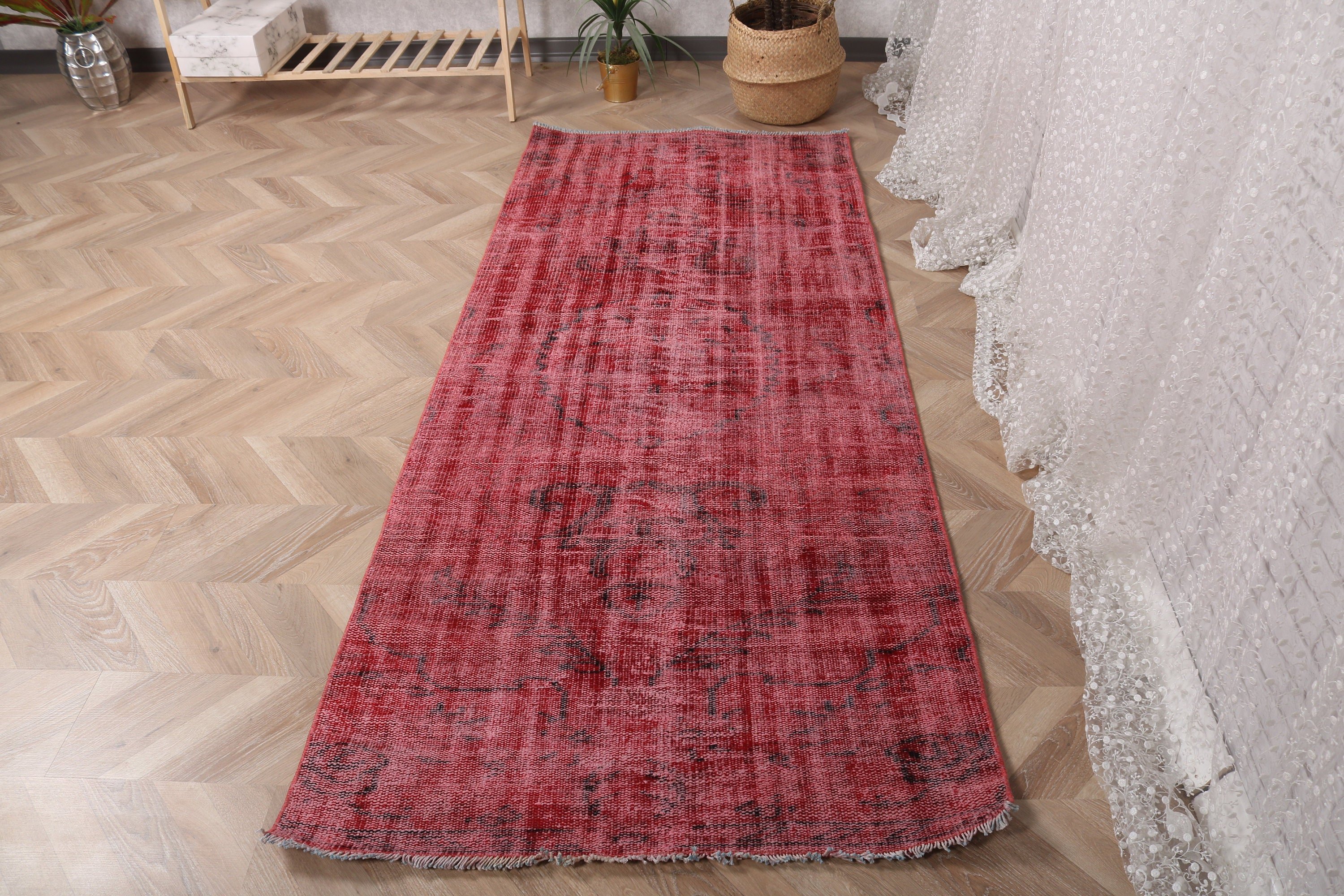 Luxury Rug, Moroccan Rugs, Vintage Rugs, Red Home Decor Rug, Antique Rug, Nursery Rugs, Turkish Rug, 3x7.3 ft Accent Rugs, Rugs for Kitchen