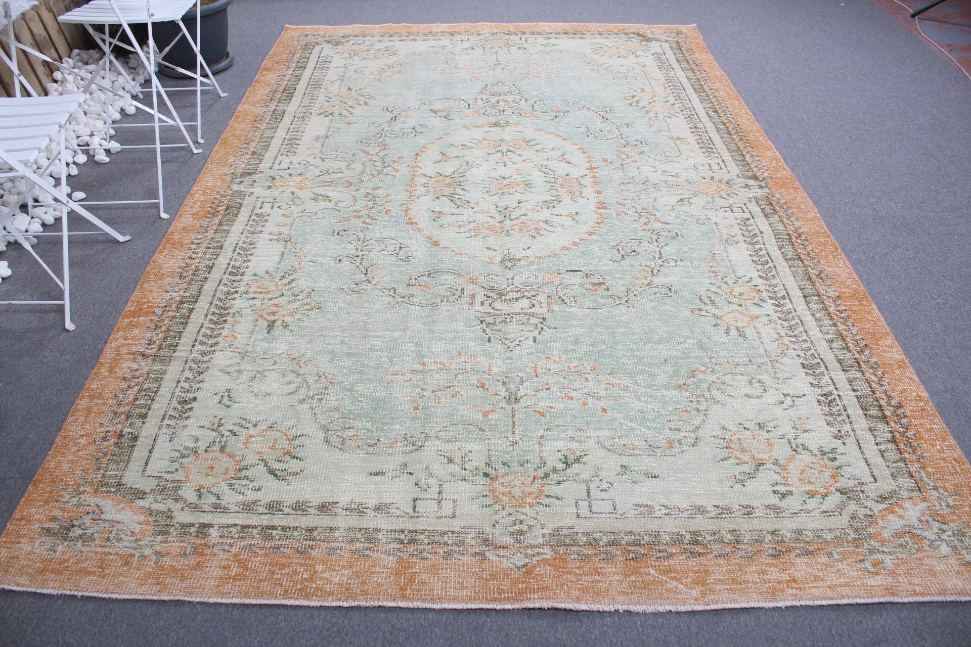 Rugs for Bedroom, Green Wool Rug, Bedroom Rugs, Living Room Rugs, Wool Rug, 6.6x10 ft Large Rug, Turkish Rug, Dining Room Rug, Vintage Rug