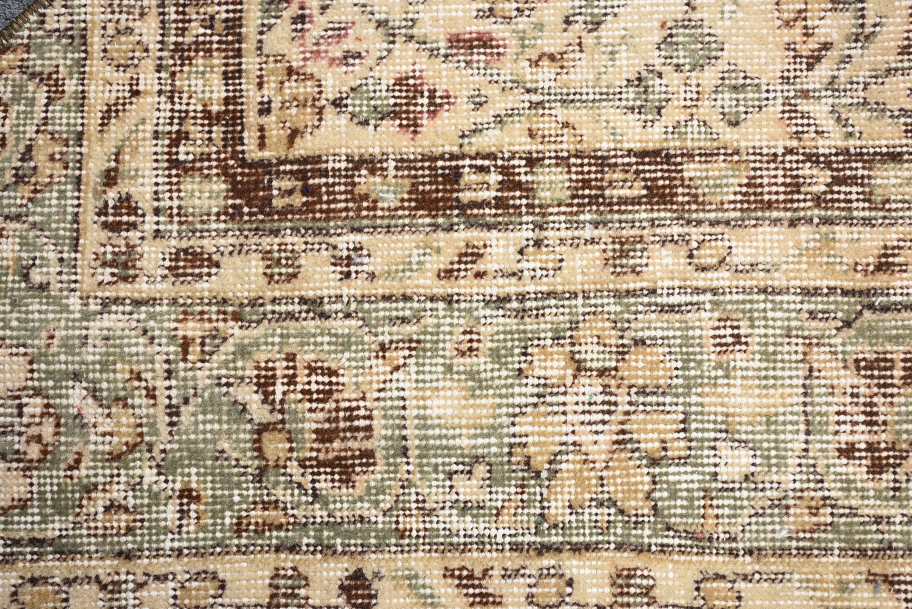 Beige Oushak Rug, Car Mat Rugs, Wool Rug, Rugs for Car Mat, Bedroom Rug, Kitchen Rug, Turkish Rugs, 2.5x1.5 ft Small Rug, Vintage Rug