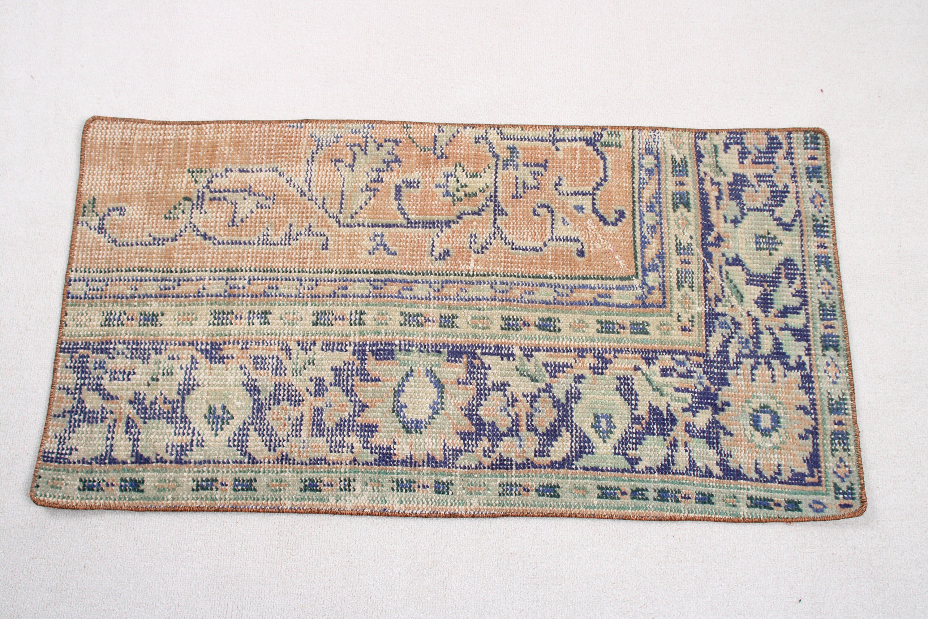 Turkish Rug, Anatolian Rug, Entry Rug, Blue Anatolian Rugs, Kitchen Rug, Vintage Rug, 1.6x3.2 ft Small Rug, Pale Rugs