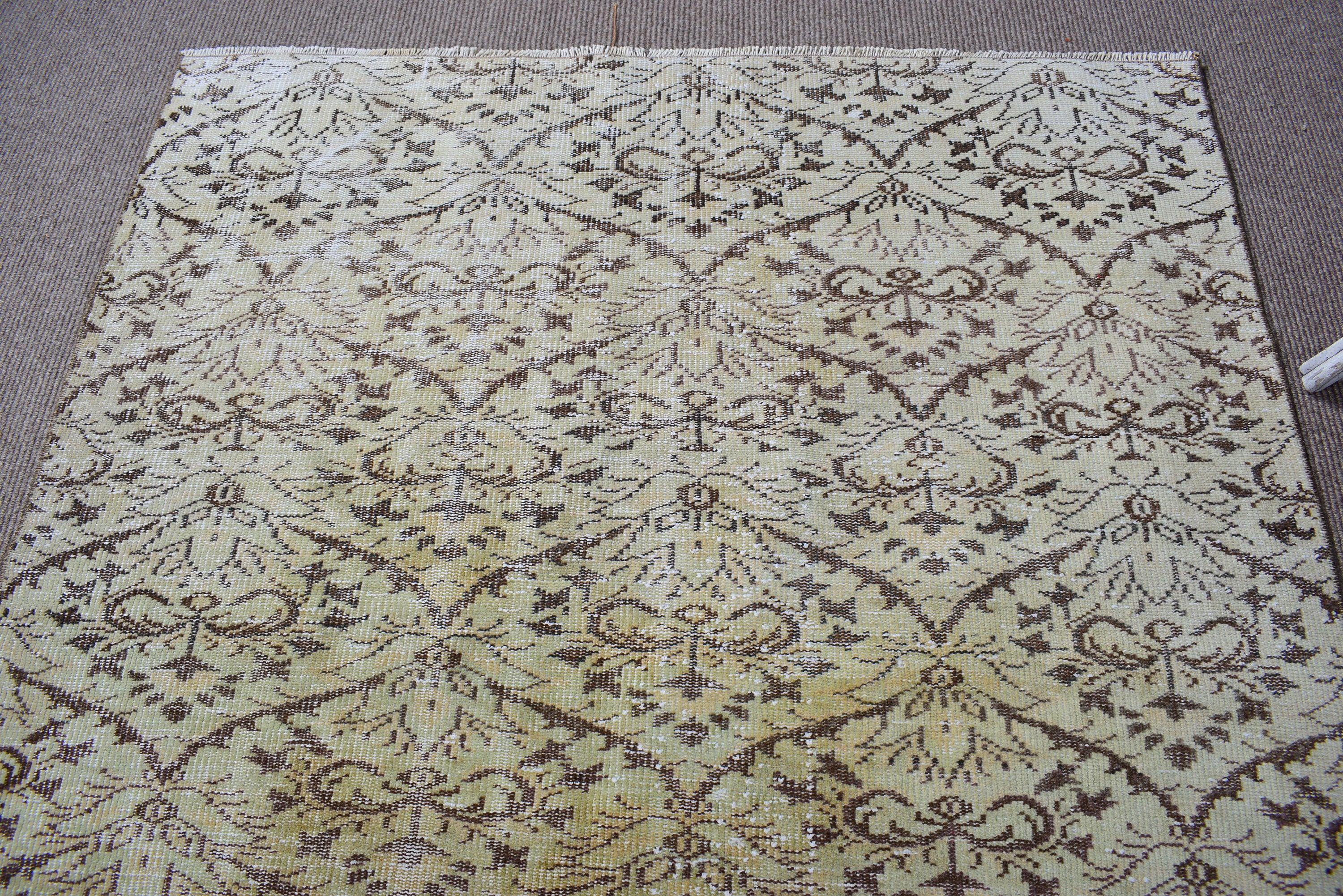 Aztek Halıları, Yeşil Geometrik Halılar, Salon Halısı, Oturma Odası Halısı, Boho Halıları, Vintage Halılar, 4.9x8.7 ft Büyük Halı, Türk Halısı