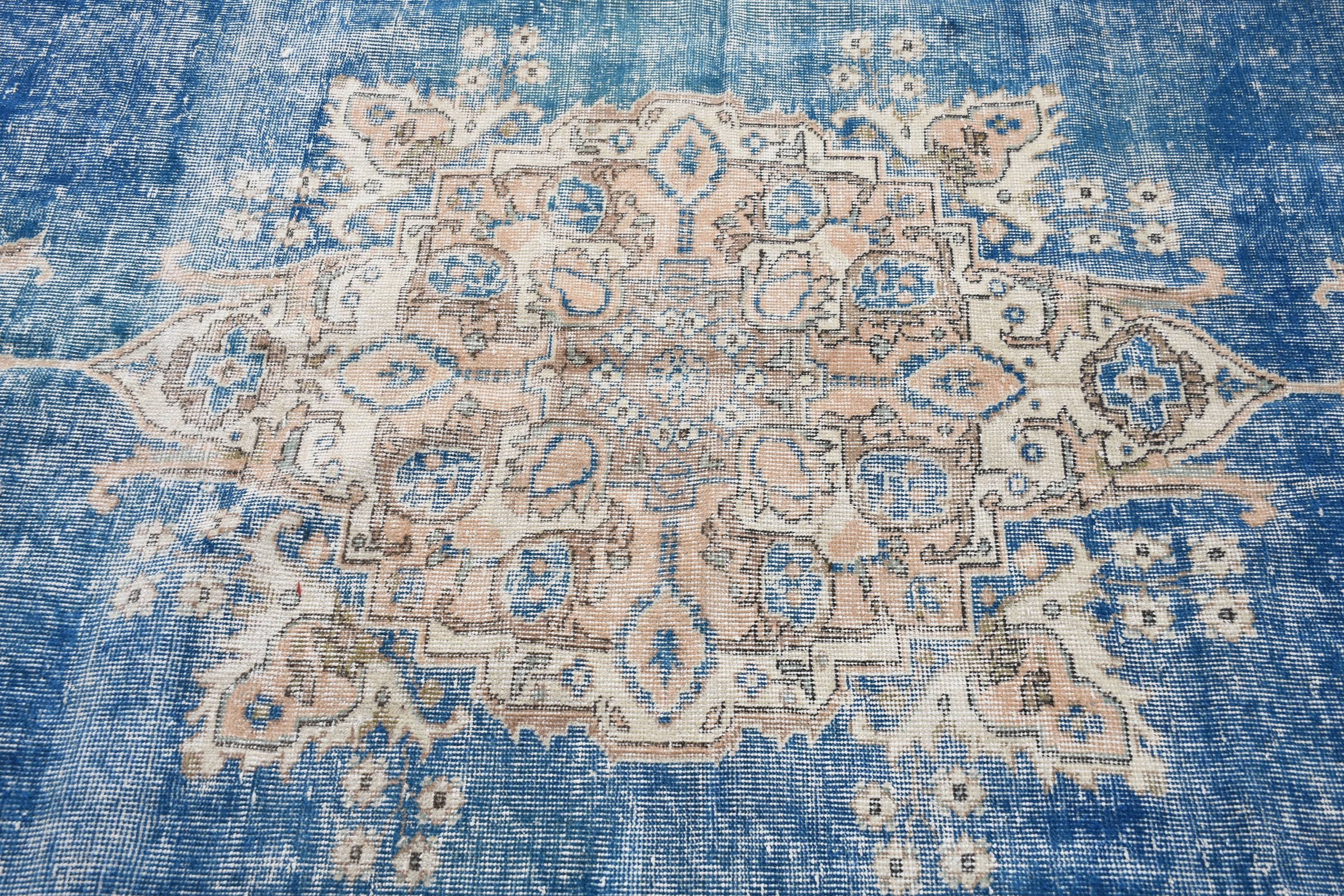 5.4x8.4 ft Large Rugs, Floor Rug, Turkish Rug, Vintage Rugs, Kitchen Rug, Anatolian Rug, Dining Room Rug, Blue Kitchen Rug, Living Room Rug