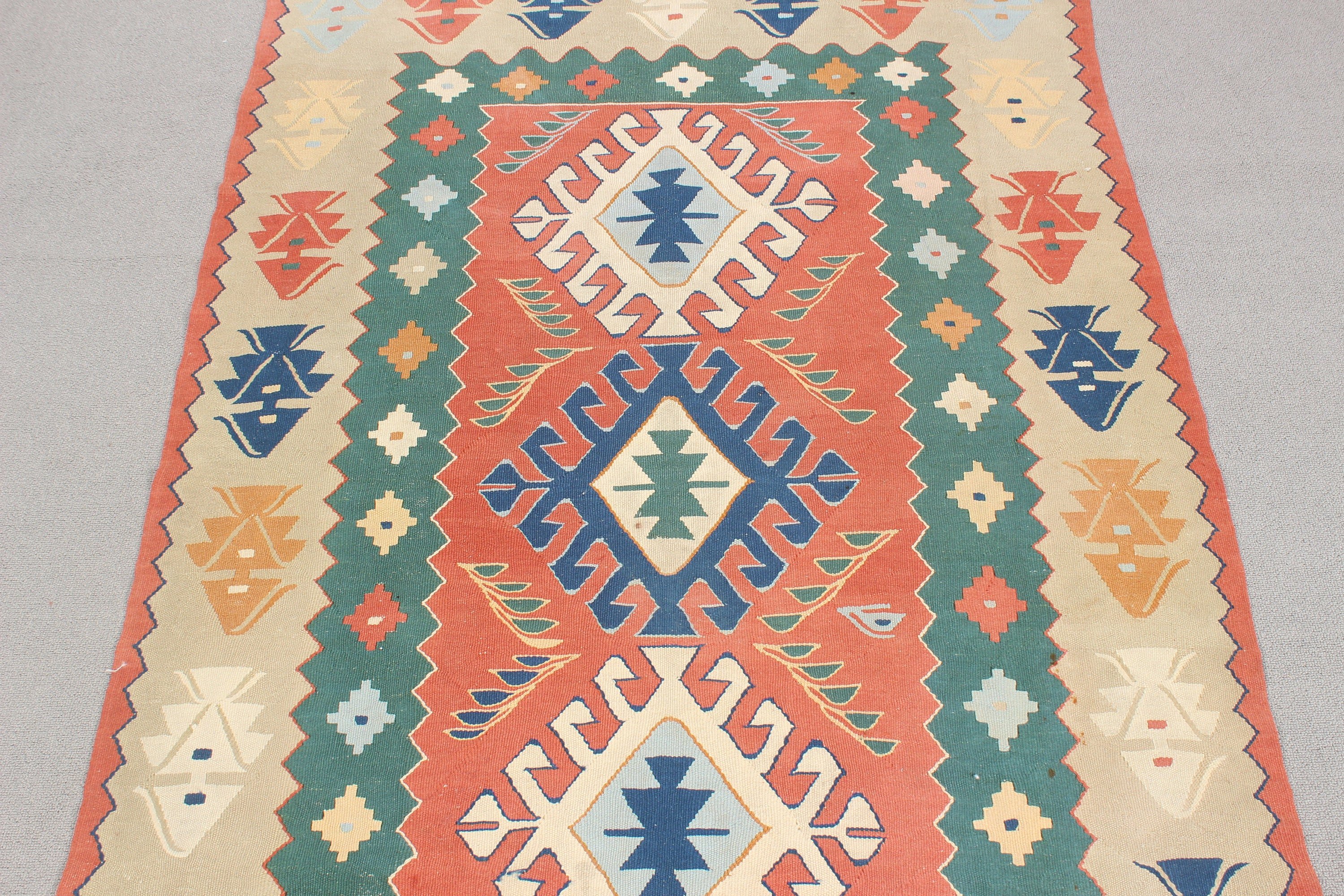 Bej Mutfak Halısı, Kilim, Boho Vurgulu Halılar, Vintage Halılar, Giriş Halıları, Yer Halısı, Türk Halıları, 3,5x5,2 ft Aksan Halısı, Boho Halısı