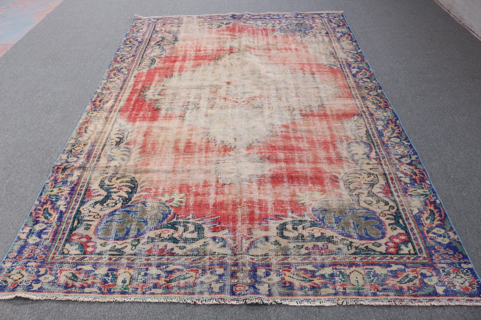 Cool Rug, Red Cool Rugs, Dining Room Rugs, Rugs for Salon, Bedroom Rugs, Vintage Rug, 6.3x9.9 ft Large Rug, Turkish Rugs, Anatolian Rug