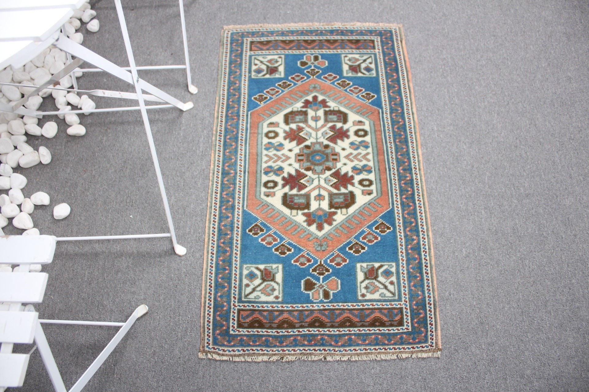 Turkish Rug, Floor Rug, Door Mat Rug, 1.8x3.2 ft Small Rugs, Blue Home Decor Rug, Pastel Rug, Vintage Rug, Home Decor Rug, Car Mat Rug