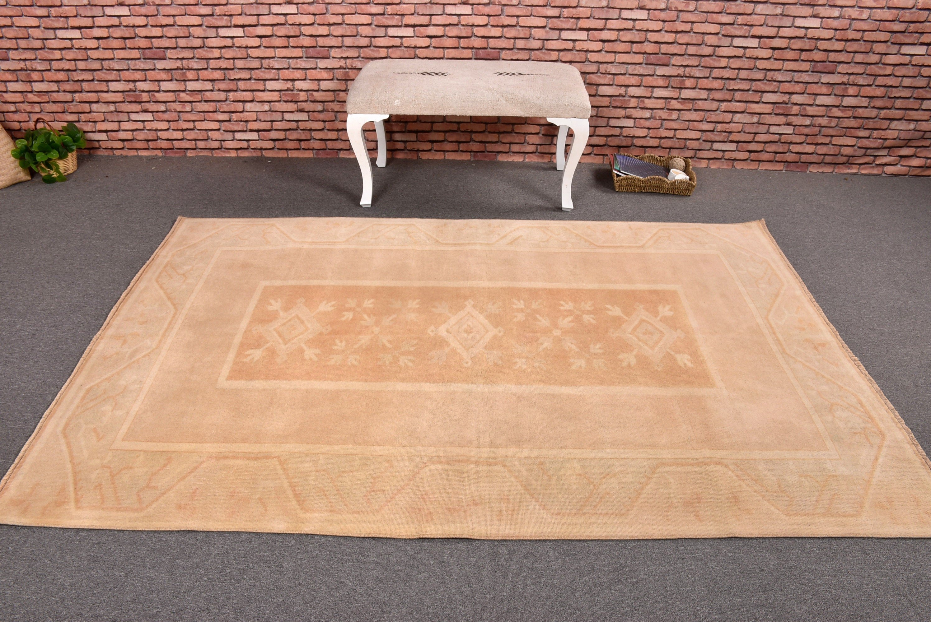 Turkish Rug, 5x7.6 ft Area Rugs, Decorative Rugs, Brown Handwoven Rug, Luxury Rug, Vintage Rugs, Bedroom Rugs, Floor Rug, Living Room Rugs