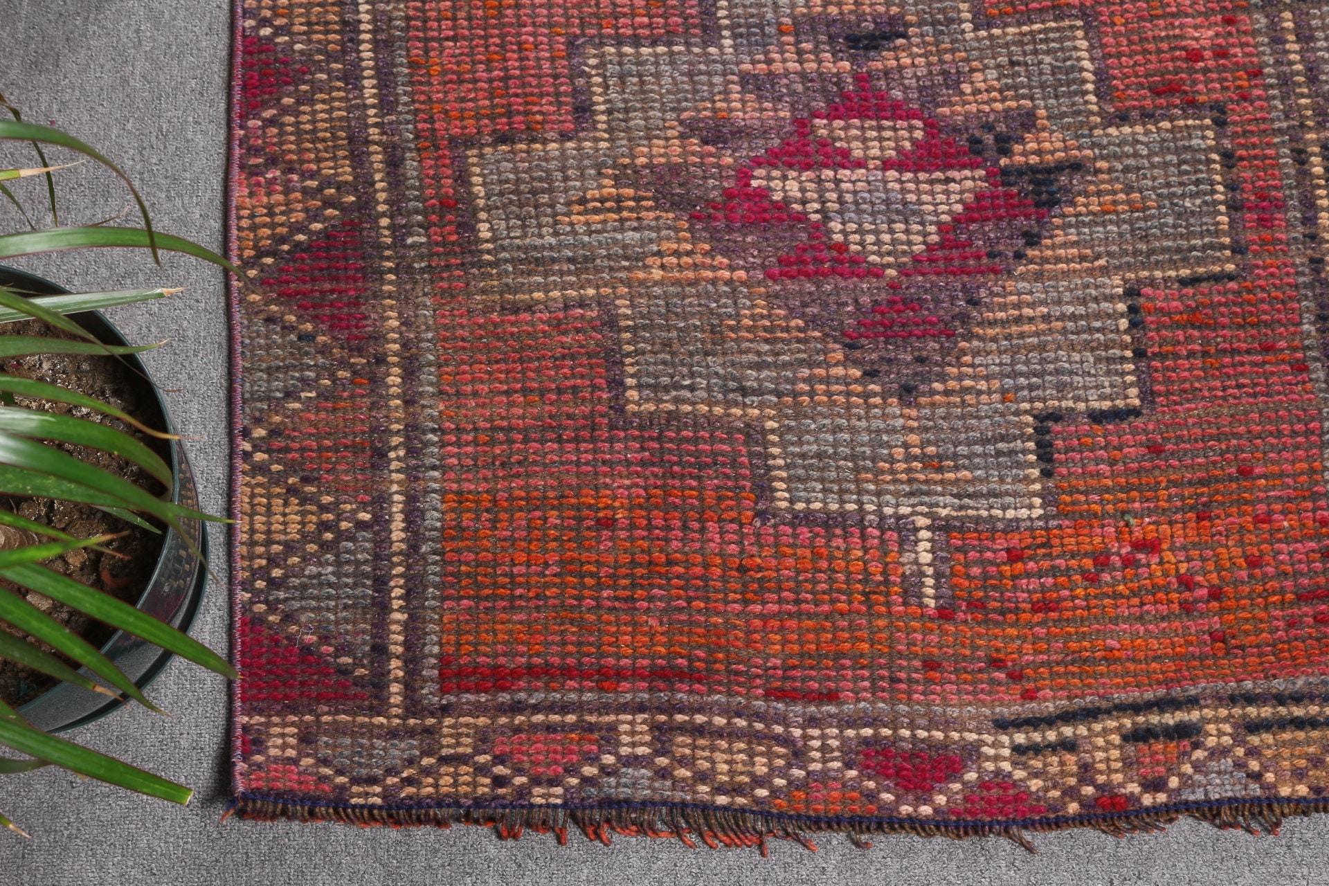Turkish Rug, Orange Anatolian Rug, Rugs for Stair, Vintage Rug, 2.7x9.4 ft Runner Rug, Hallway Rug, Pale Rug, Wool Rugs