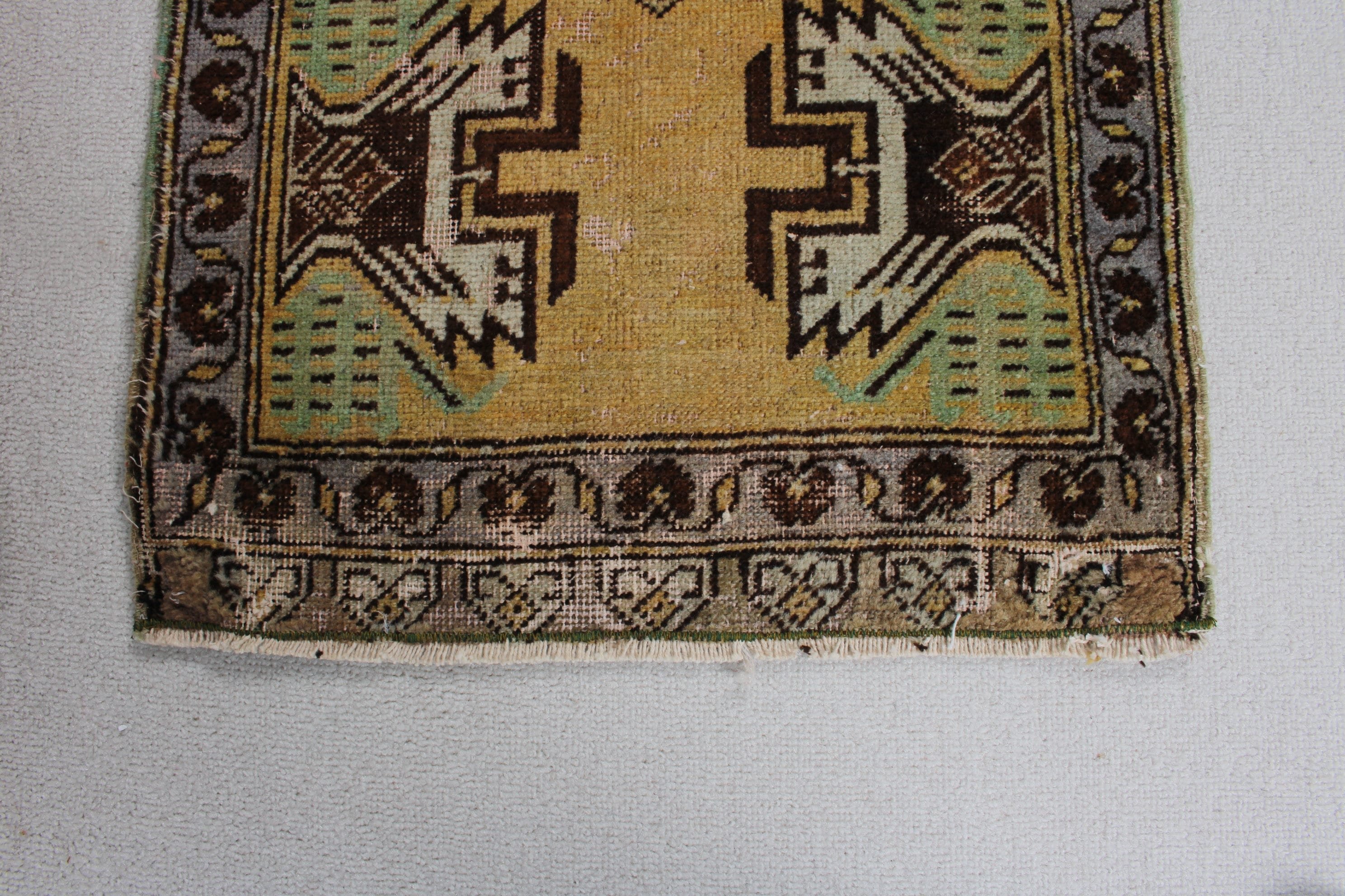 Türk Halıları, Mutfak Halısı, Duvara Asılı Halı, Geometrik Halı, 1.6x3.1 ft Küçük Halı, Yeşil Yün Halı, Vintage Halılar, Hindi Halıları, Açıklama Halıları