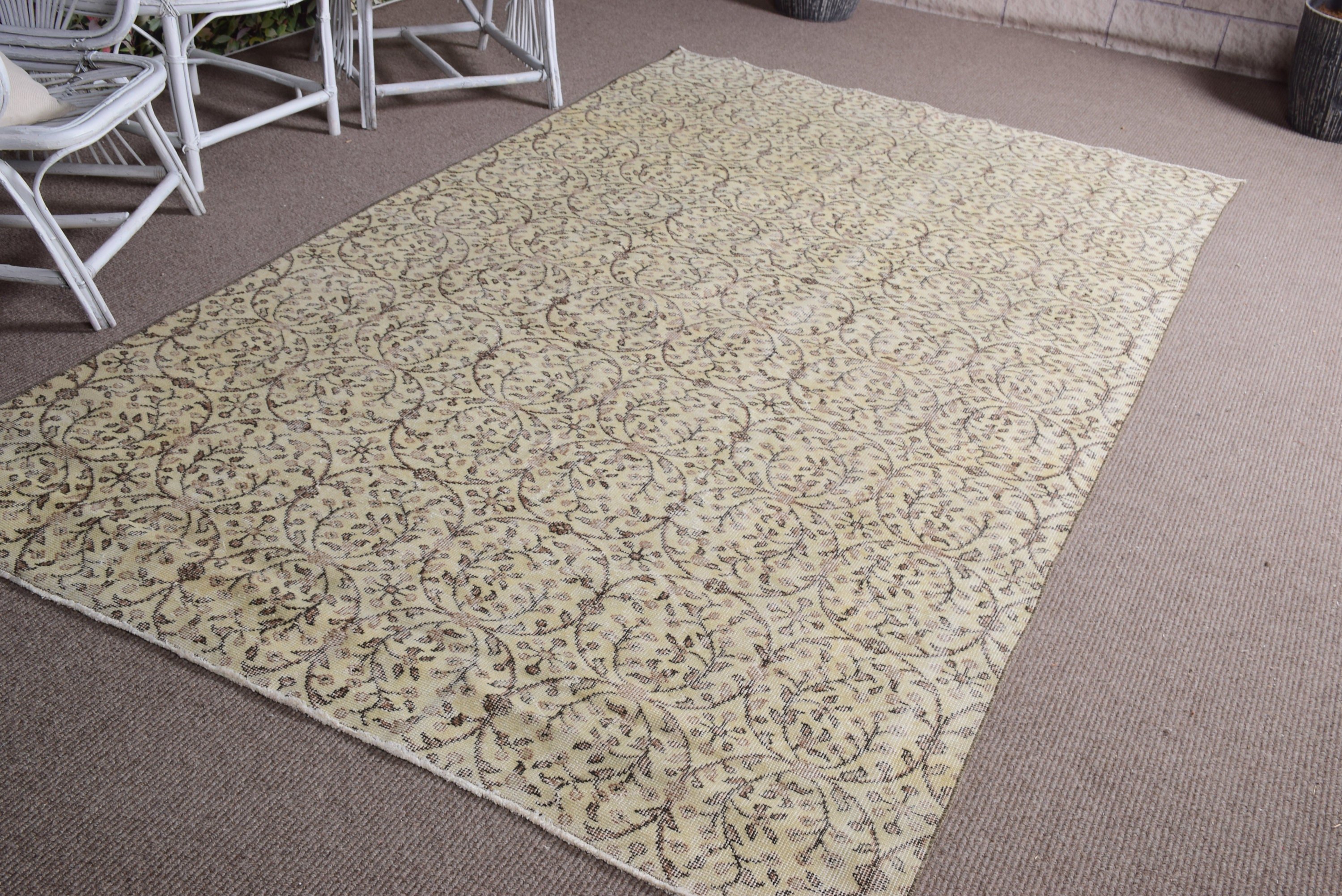 Beige Home Decor Rug, Antique Rugs, Vintage Rug, Dorm Rug, Turkish Rug, Dining Room Rug, Bedroom Rug, Home Decor Rug, 5.6x9.4 ft Large Rugs