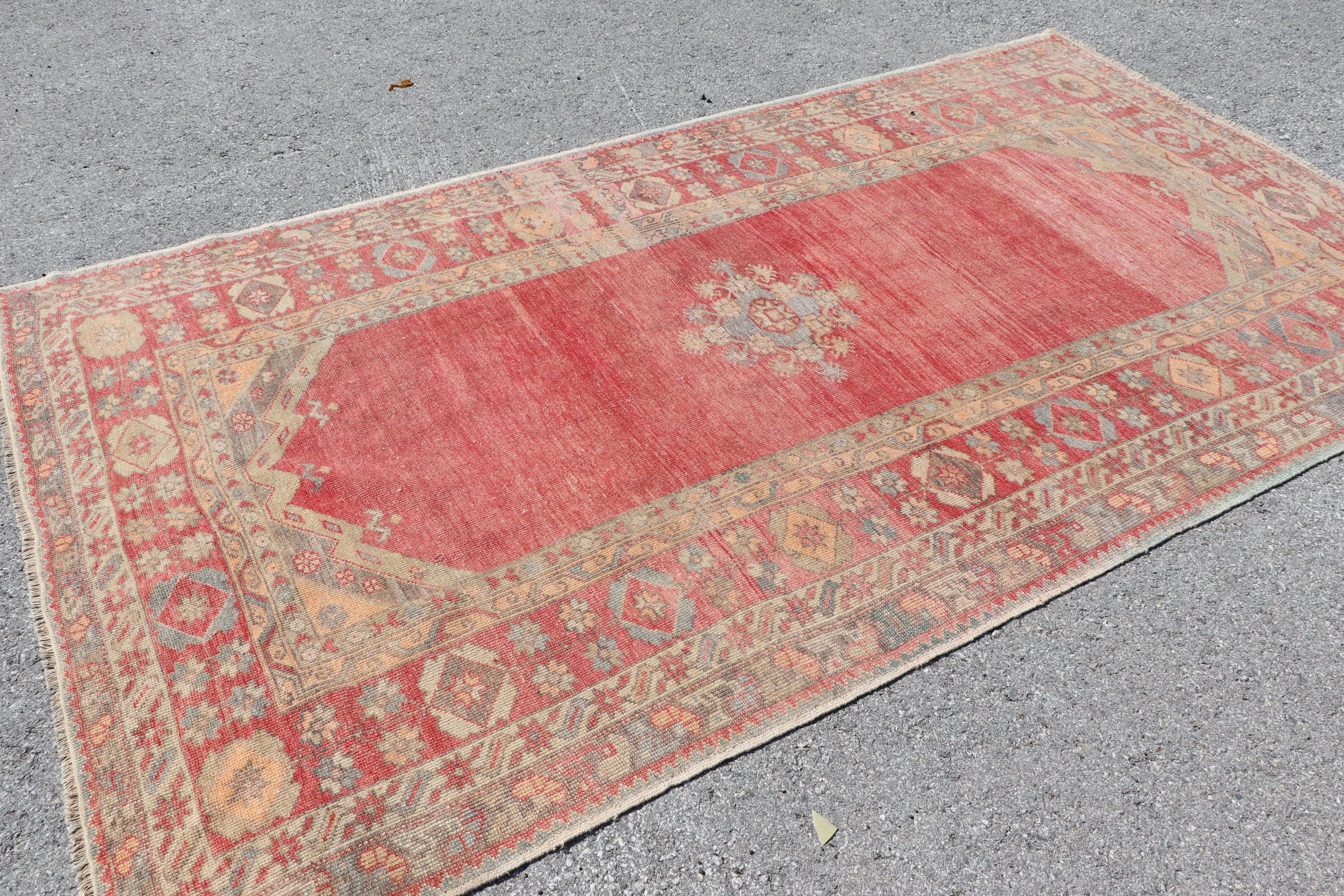 Vintage Rug, Bedroom Rug, Cool Rugs, Art Rug, Rugs for Dining Room, 5.1x9.2 ft Large Rug, Pink Home Decor Rug, Turkish Rug, Living Room Rug