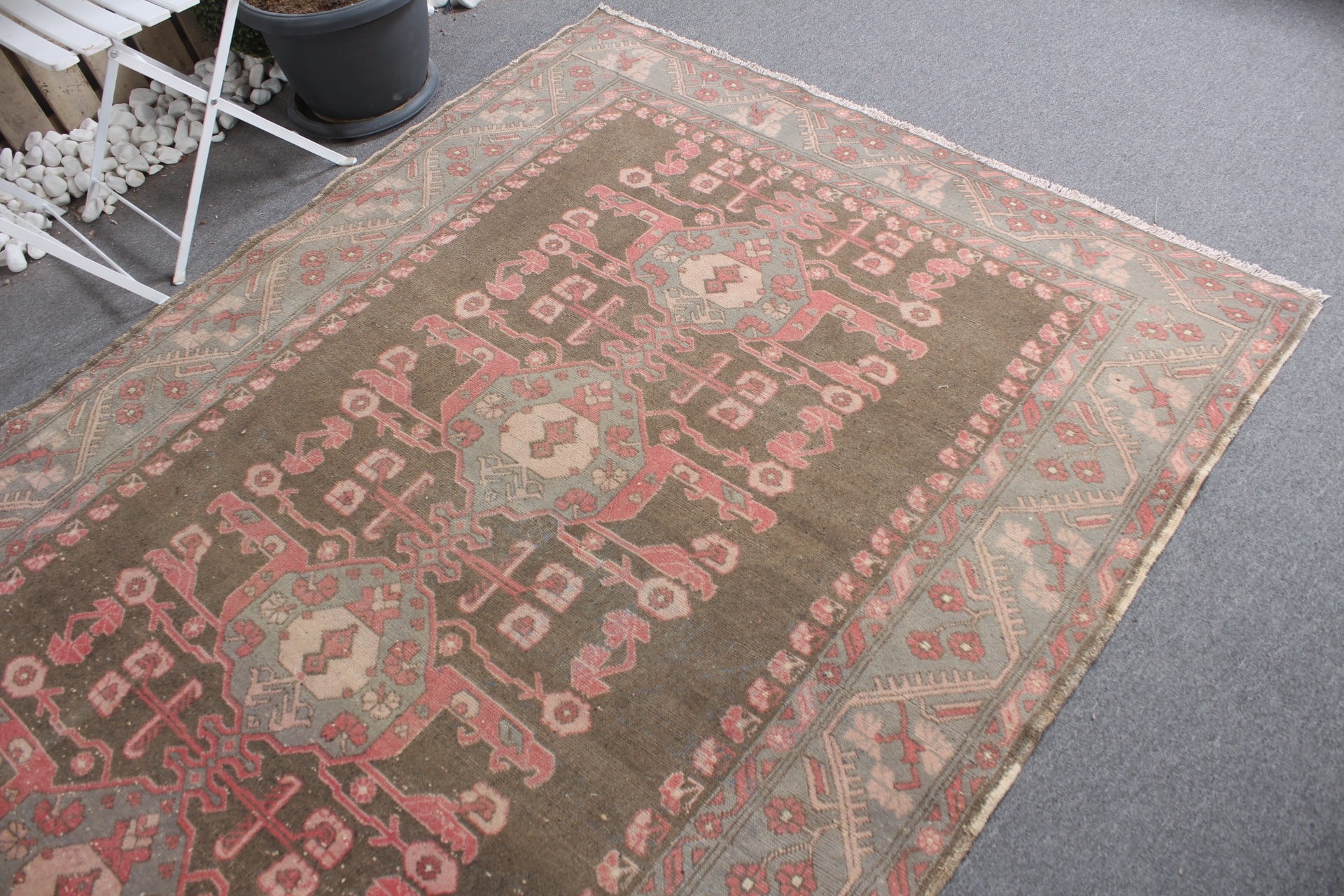 Yün Halı, Ev Dekorasyonu Halıları, Türk Halıları, Salon Halısı, Vintage Halı, Yemek Odası Halısı, Kahverengi Yer Halıları, 5.4x9.7 ft Büyük Halı, Salon Halıları