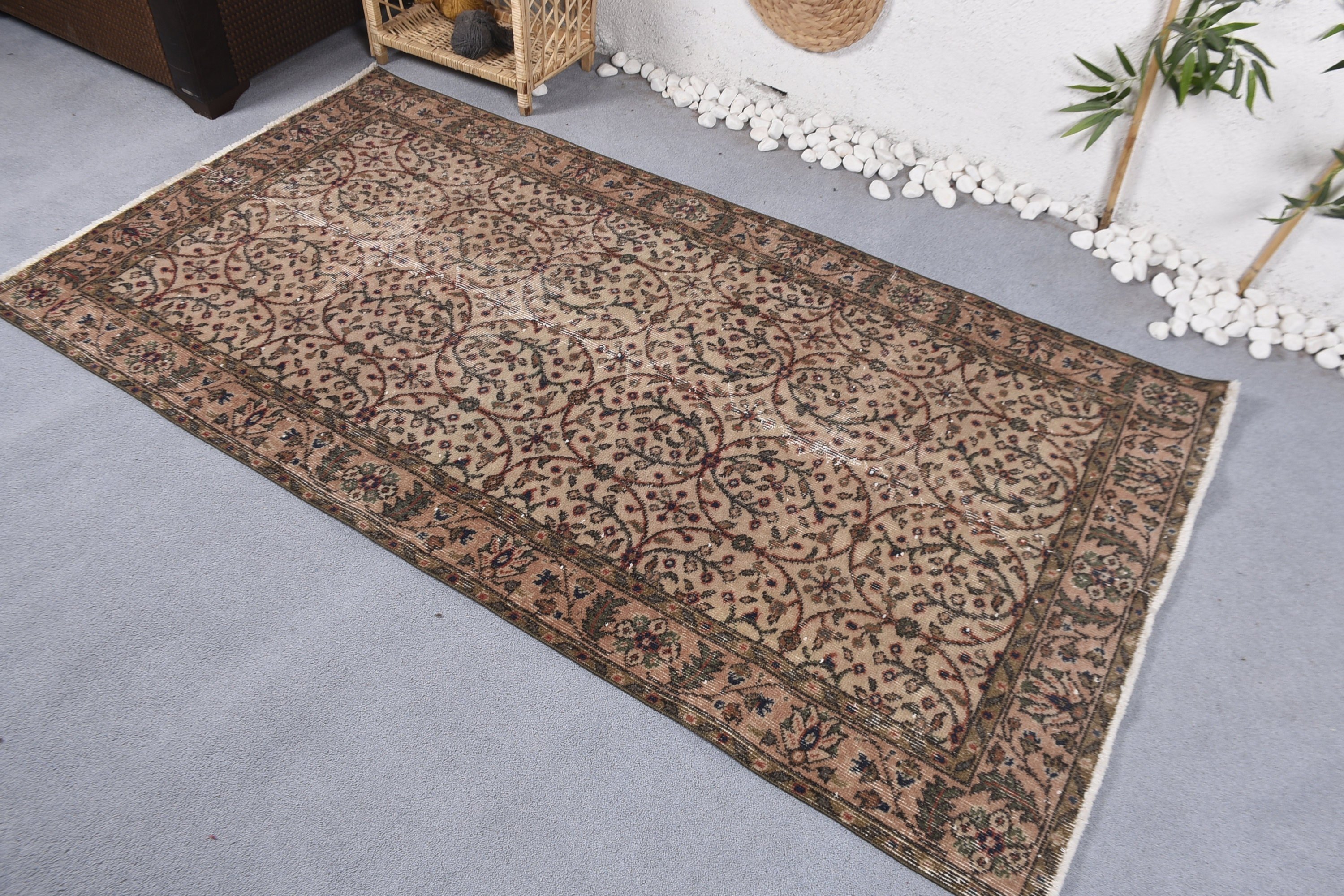 Bedroom Rug, 3.7x6.9 ft Area Rug, Rugs for Living Room, Anatolian Rugs, Beige Kitchen Rugs, Vintage Rugs, Turkish Rug, Oriental Rug