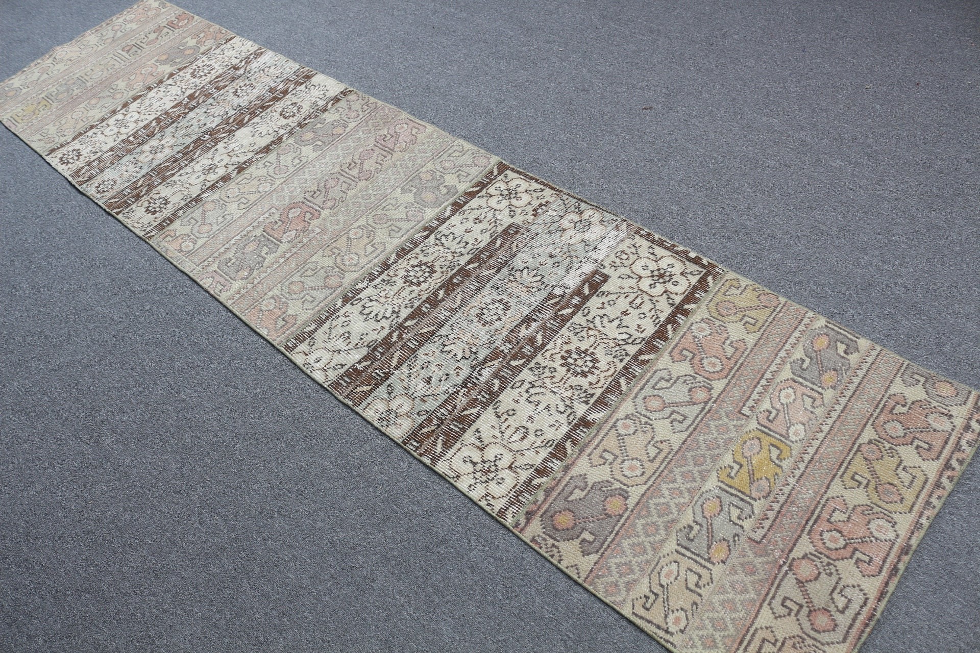 Floor Rug, Corridor Rug, Oushak Rugs, Turkish Rug, Kitchen Rugs, Organic Rugs, Beige  2.3x9.3 ft Runner Rugs, Vintage Rug