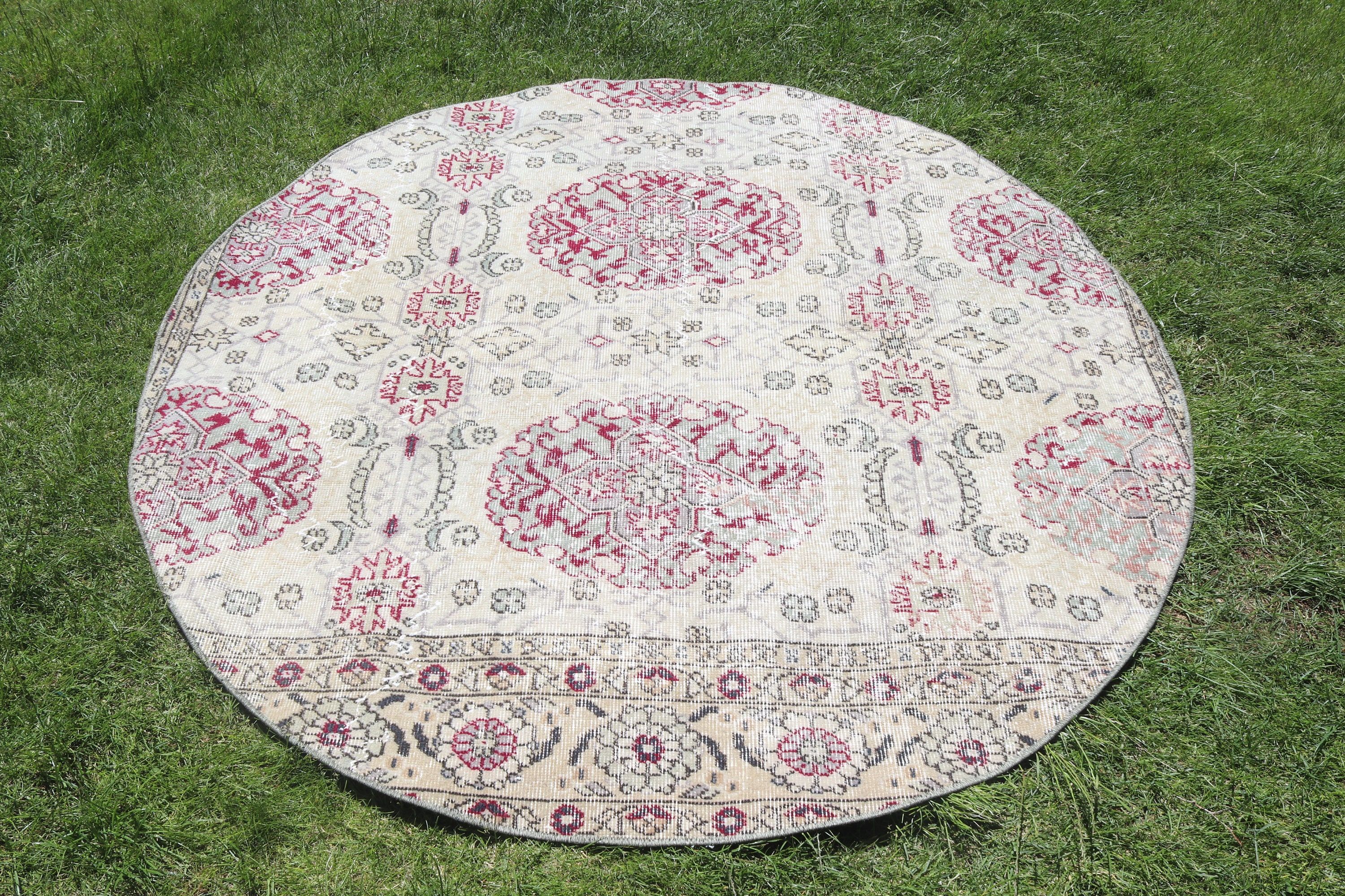 Düz Dokuma Halı, Bej Lüks Halı, Boho Bölge Halısı, Yer Halıları, Vintage Halı, 5.3x5.4 ft Alan Halısı, Yemek Odası Halısı, Türk Halıları, Anadolu Halısı