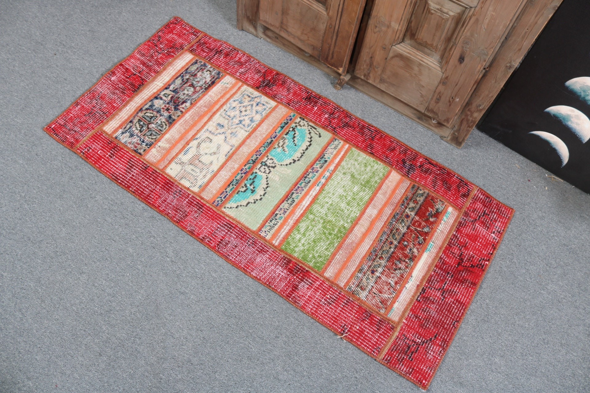 Cute Bath Mat Rugs, Bedroom Rug, Turkish Rugs, Red Oriental Rug, 2x4.3 ft Small Rugs, Home Decor Rug, Vintage Rugs, Oushak Rug, Entry Rugs