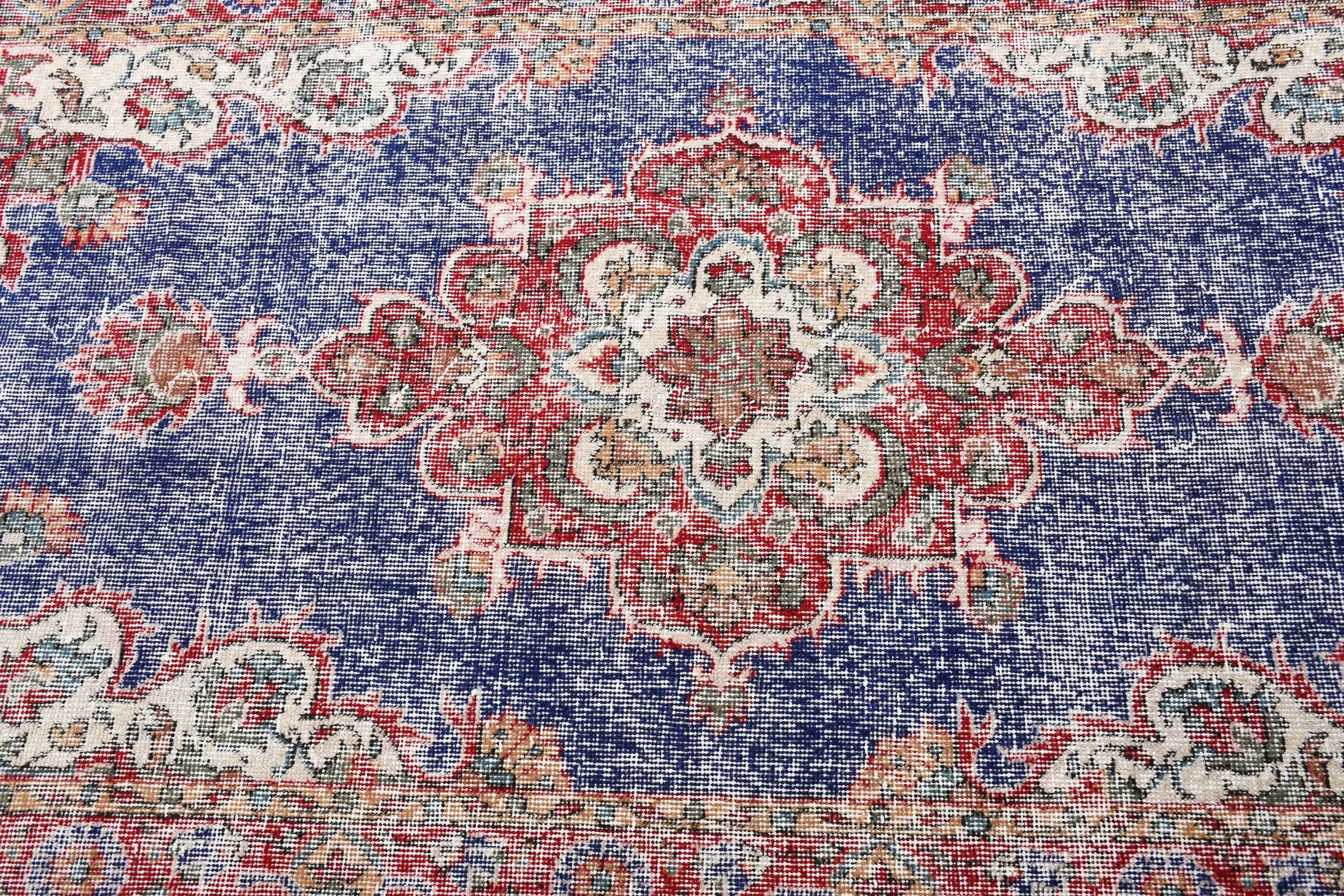 Turkish Rugs, Vintage Rugs, Moroccan Rug, Oriental Rug, Floor Rug, Blue Anatolian Rug, 3.6x7.1 ft Area Rug, Rugs for Bedroom, Nursery Rugs